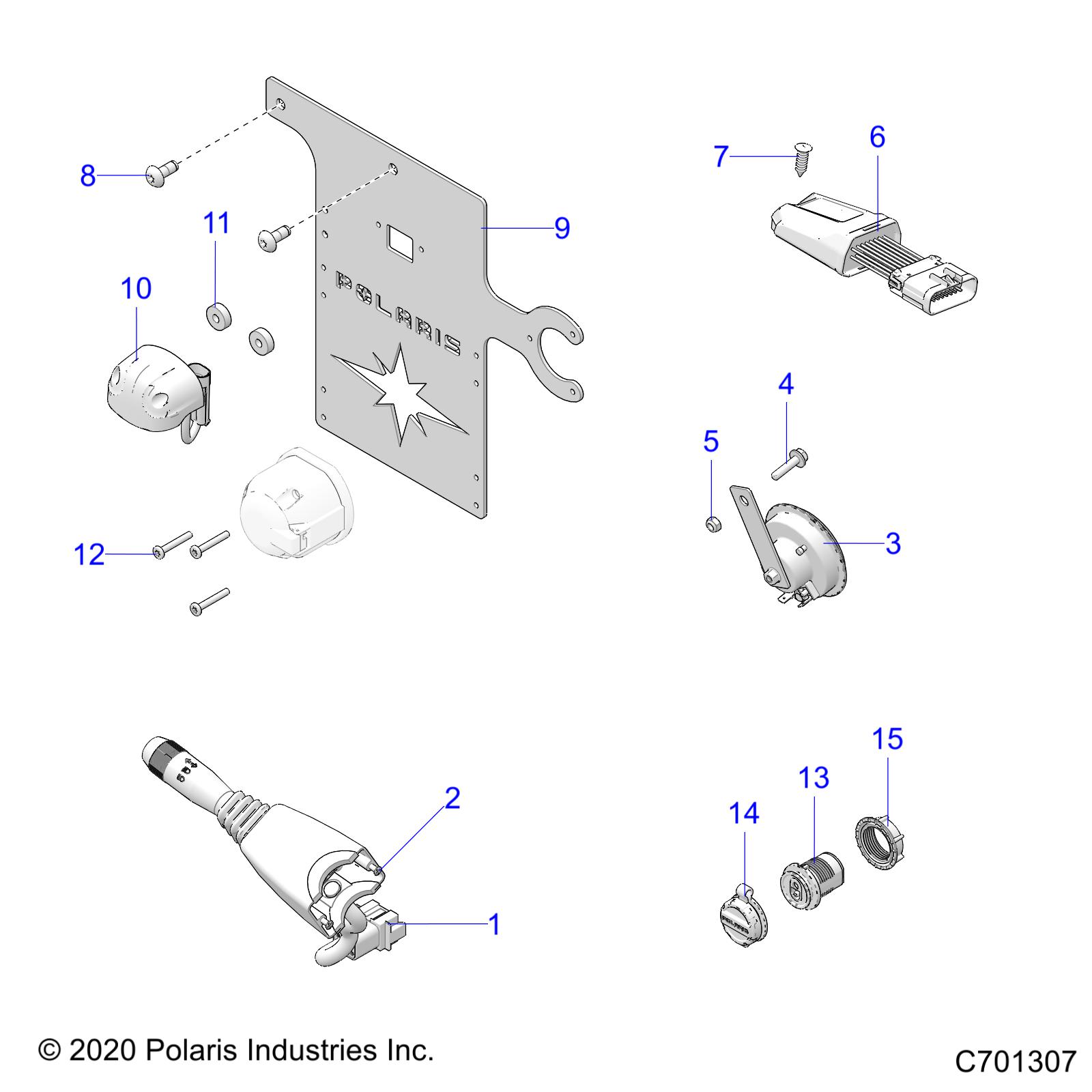 ELECTRICAL, COMPONENTS, AND LICENSE PLATE - R21RRE99FP/F9 (C701307)