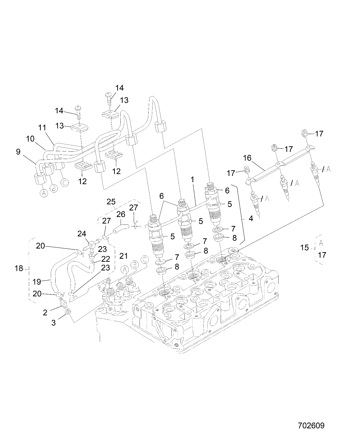 ENGINE, NOZZLE HOLDER AND GLOW PLUG - D24P2ED4D4 (702609)