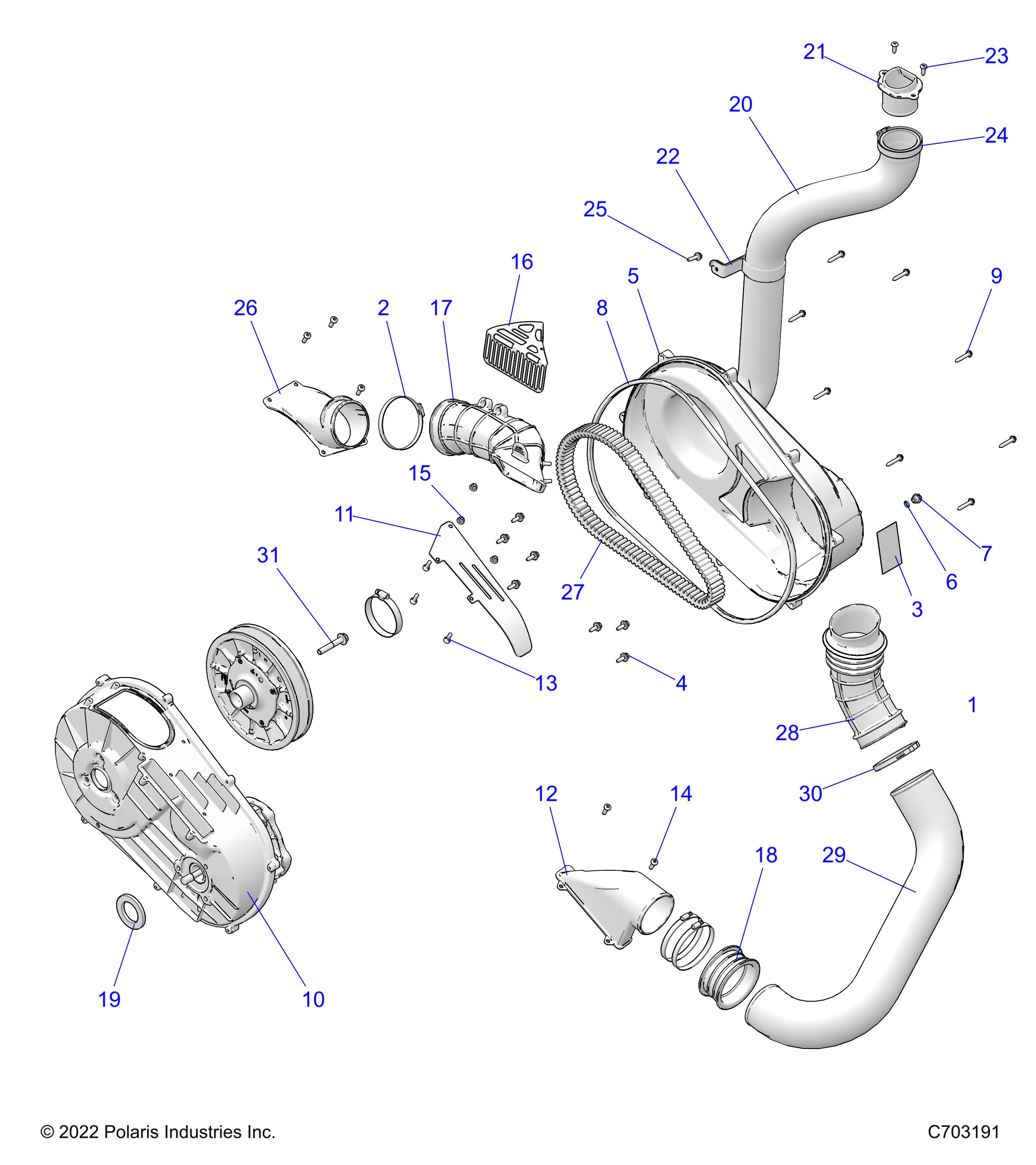 DRIVE TRAIN, CLUTCH COVER AND DUCTING - Z23NAE99FR/SCR/FR (C703191)