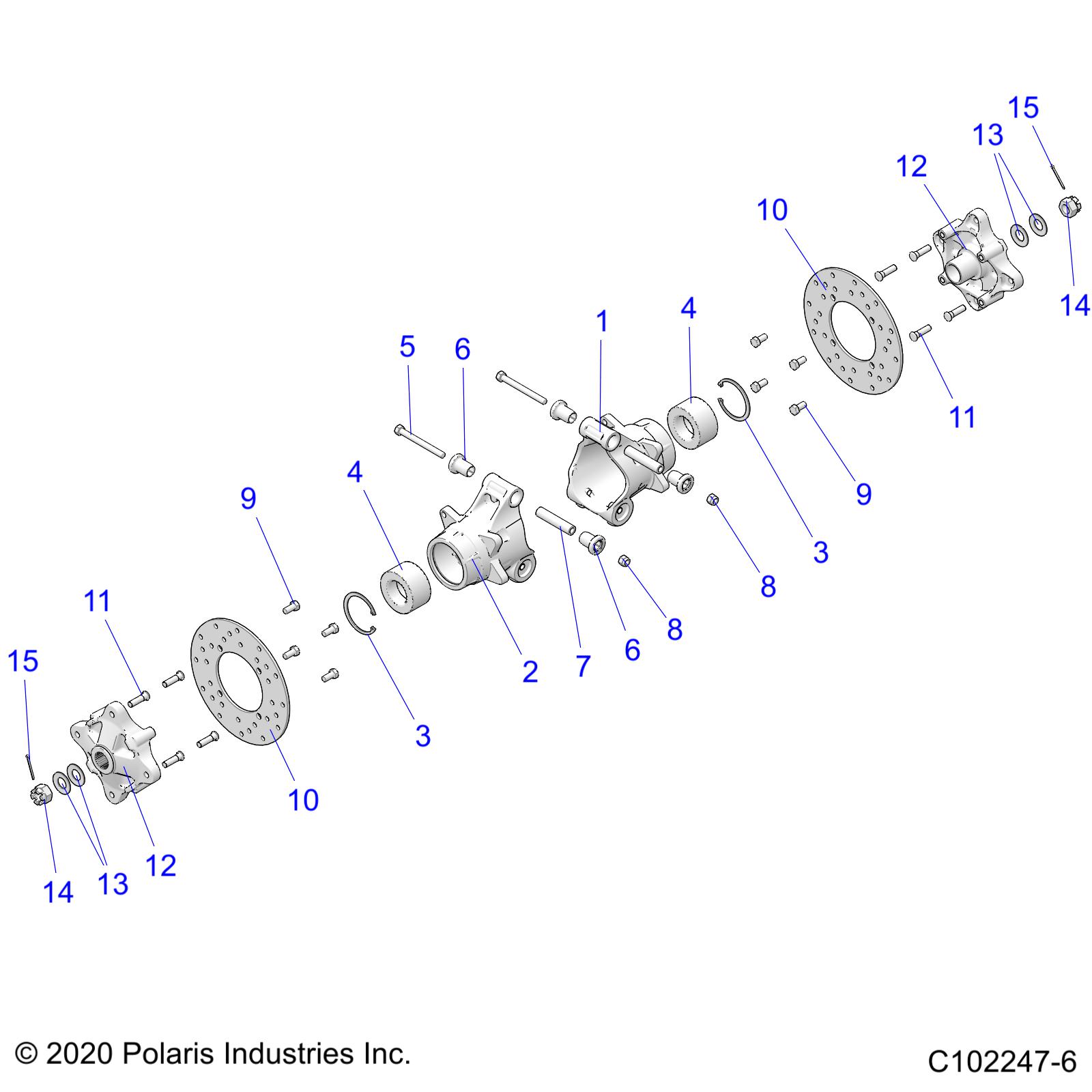 SUSPENSION, REAR HUBS, CARRIER and BRAKE DISC - A25SDE57P2 (C102247-6)