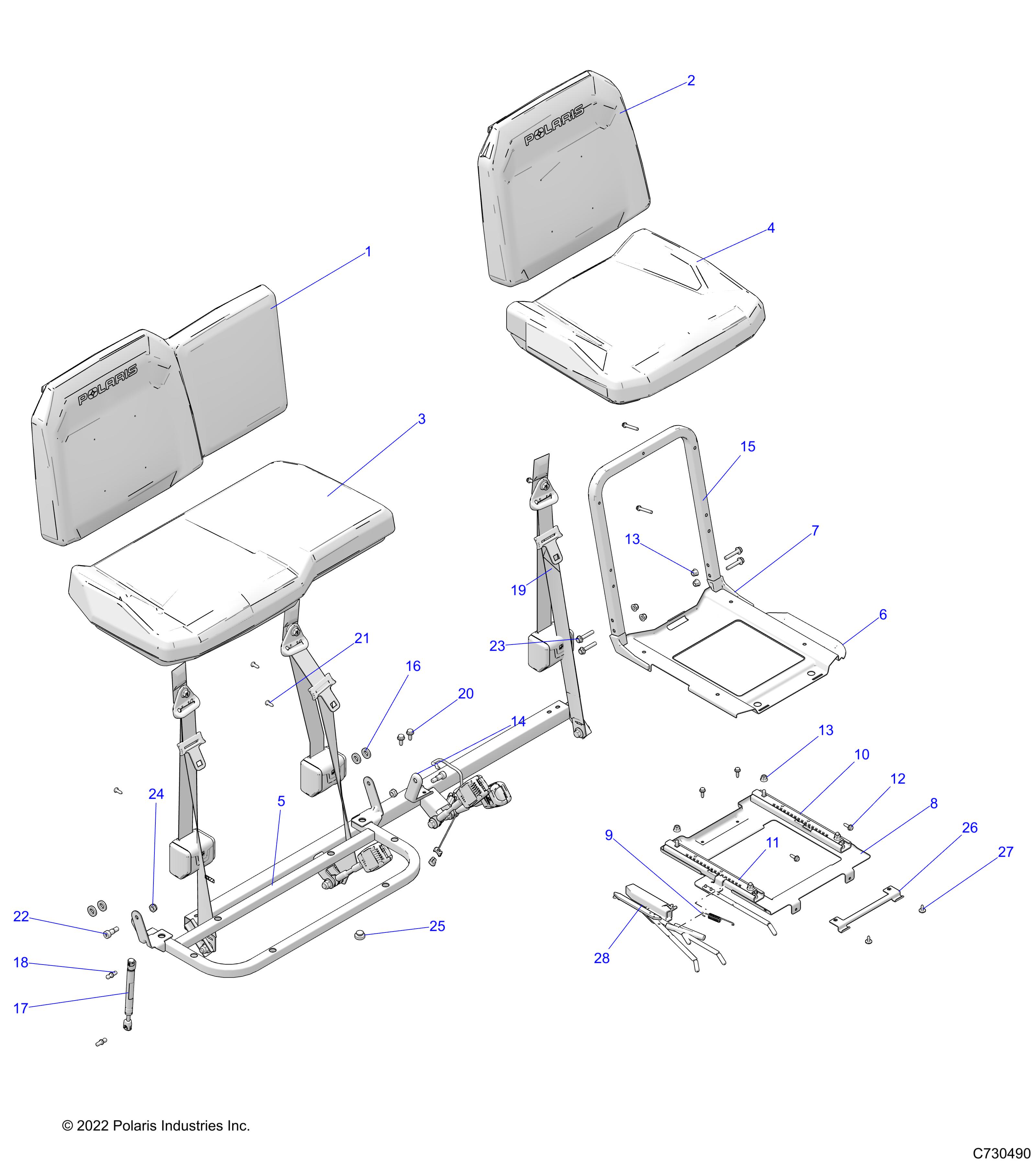 BODY, SEAT ASM. AND SLIDER - R23RRE99PJ (C730490)