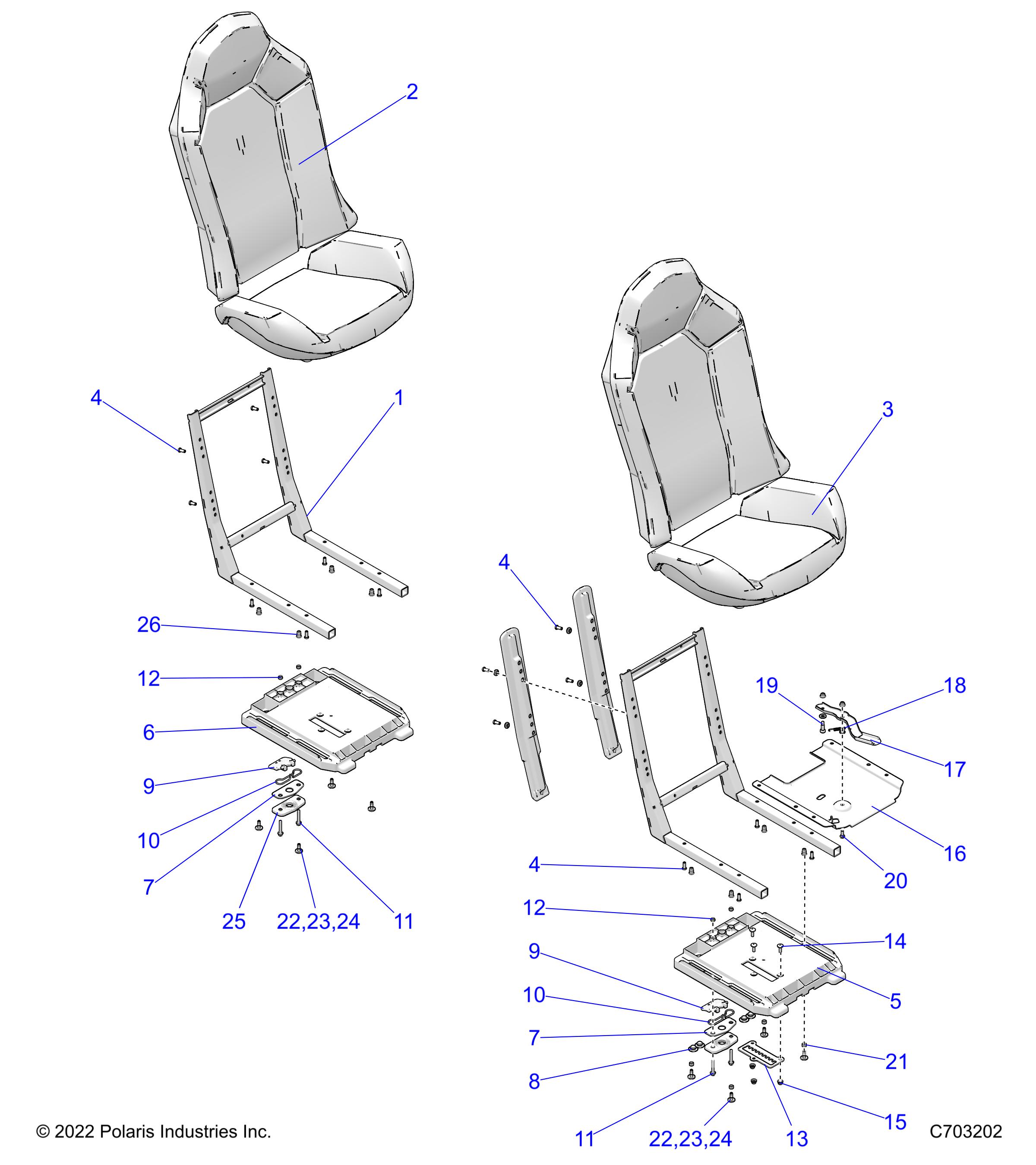 BODY, SEAT ASM. AND SLIDER - Z23NAE99A/99B (C703202)