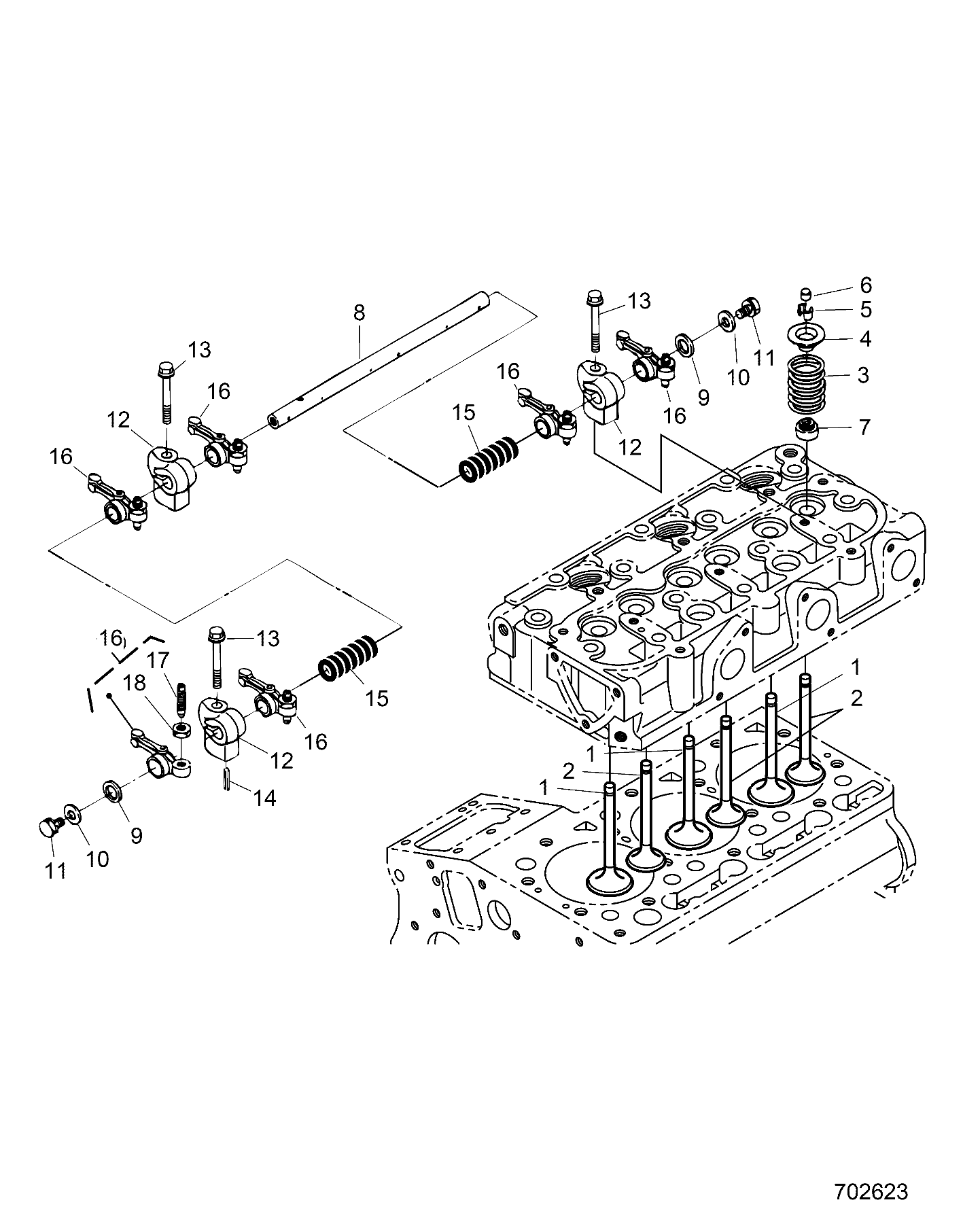 ENGINE, VALVE AND ROCKER ARM - D25P4ED4D4 (702623)