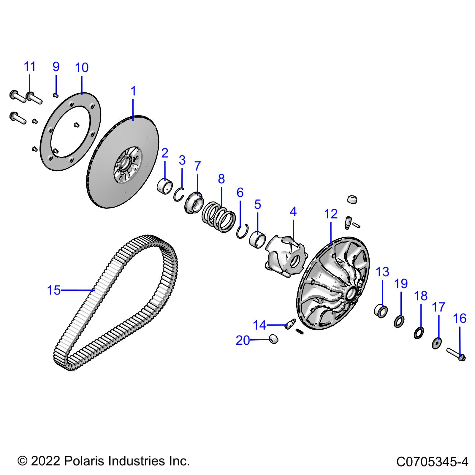 DRIVE TRAIN, SECONDARY CLUTCH - R23RRE99FJ/RRS99CJ/F9/FJ/C9/CK (C0705345-4)