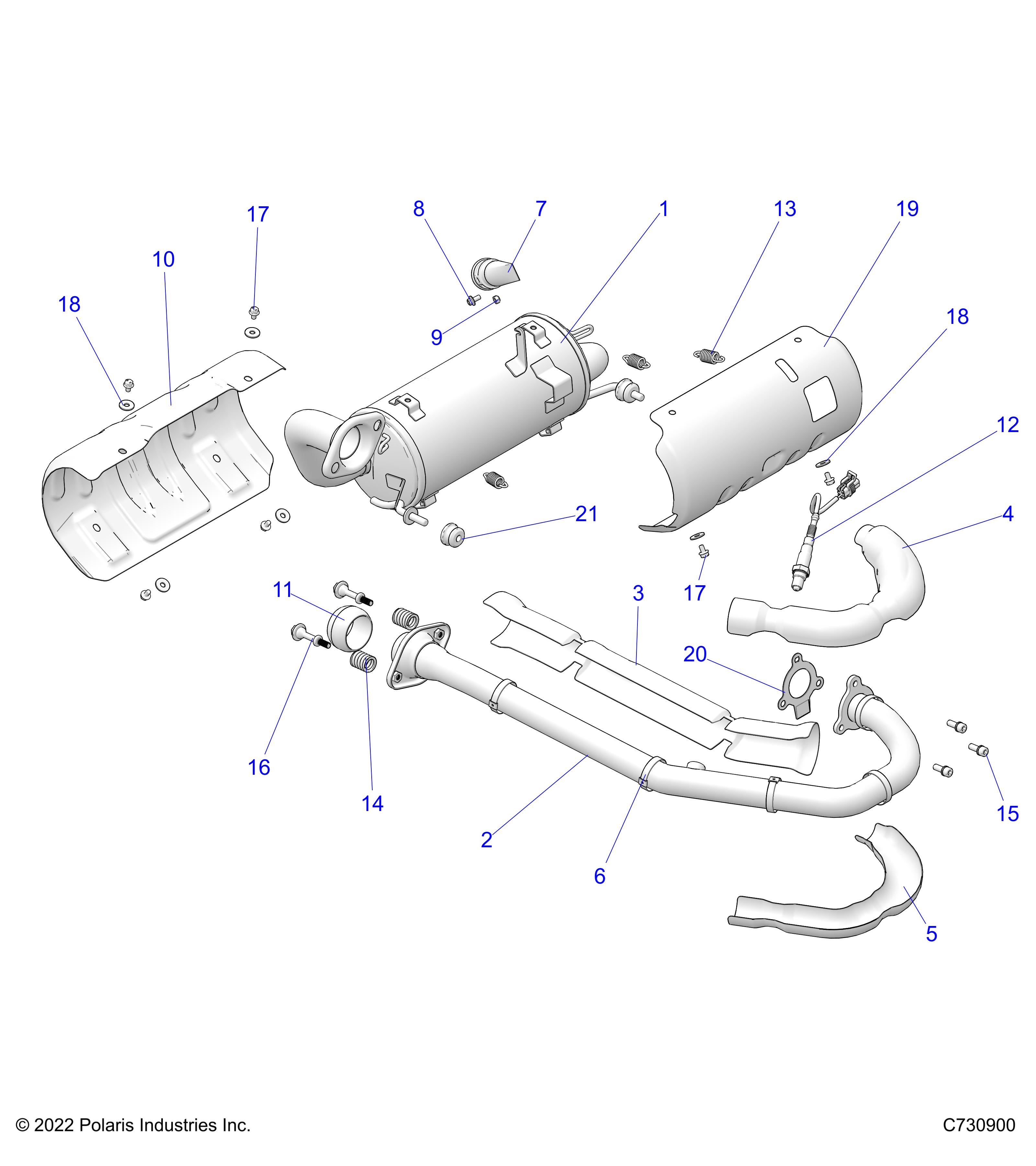 ENGINE, EXHAUST SYSTEM - D23M4G57B4/W57B4 (C730900)