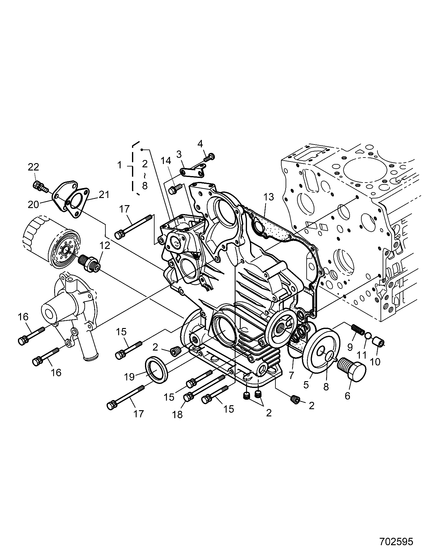 ENGINE, GEAR CASE - D25P2AD4B4/GD/UD/WD4B4 (702595)