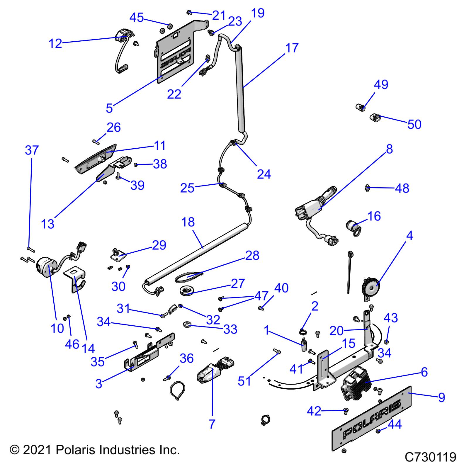 ELECTRICAL, WIRE HARNESS COMPONANTS, AND LICENSE PLATES  - R22MAA57F1/SF1/F9/C1/C9/CK (C730119)