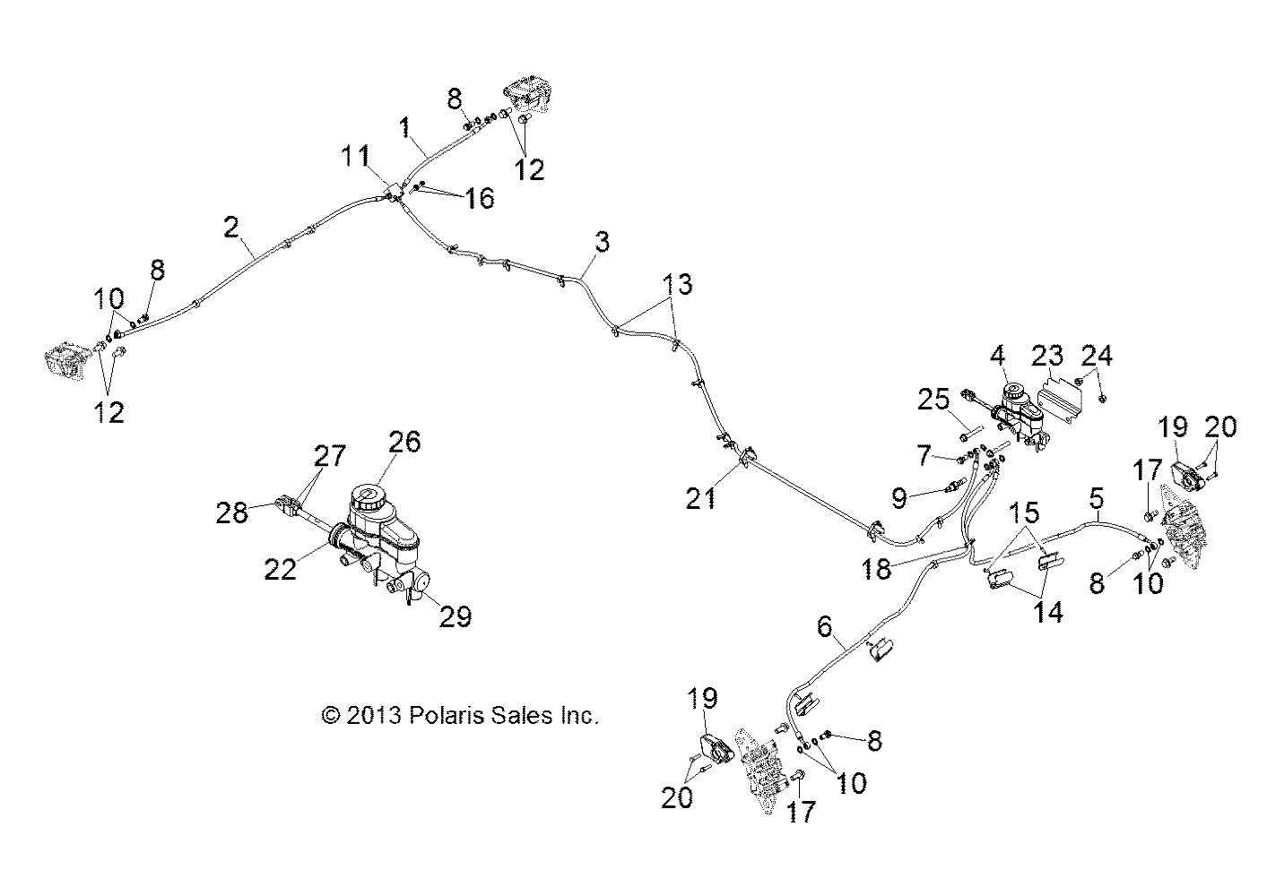 BRAKES, BRAKE LINES AND MASTER CYLINDER - R141D9JDA/2D9JDA (49BRUTUSBRAKELINE13)