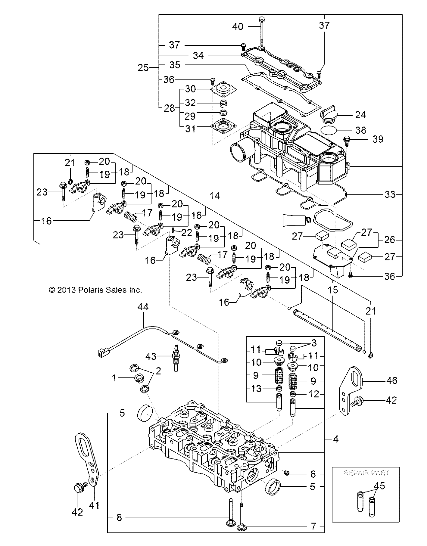 ENGINE, CYLINDER HEAD AND BONNET - R141D9JDA/2D9JDA (49BRUTUSCYLHD13)