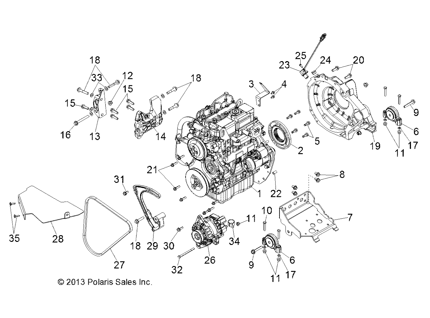 ENGINE, MOUNTING & LONG BLOCK - R141D9JDA/2D9JDA (49BRUTUSENGINEMTG13)