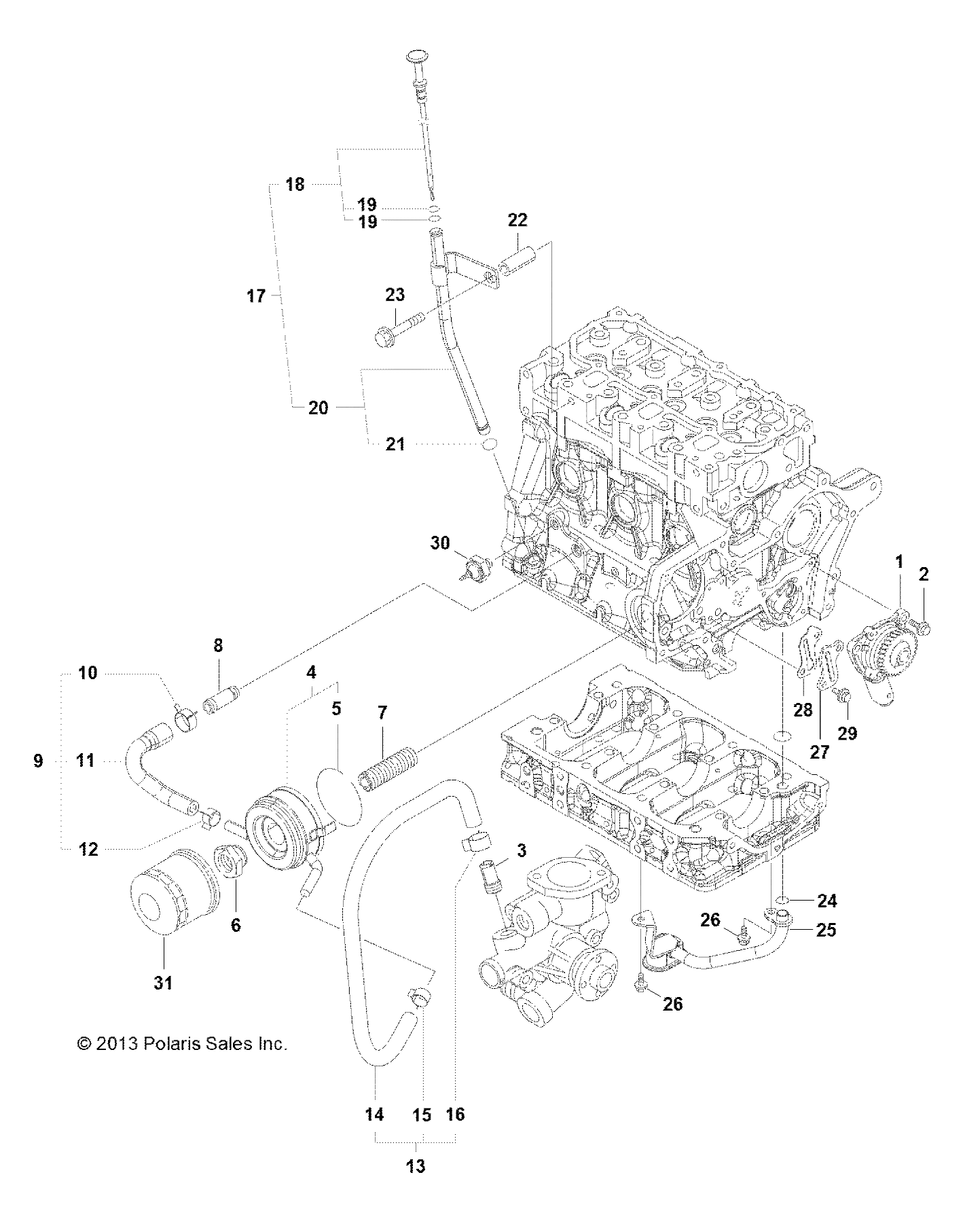 ENGINE, OIL SYSTEM AND DIPSTICK - R14WH9EMD (49BRUTUSOIL13LM)