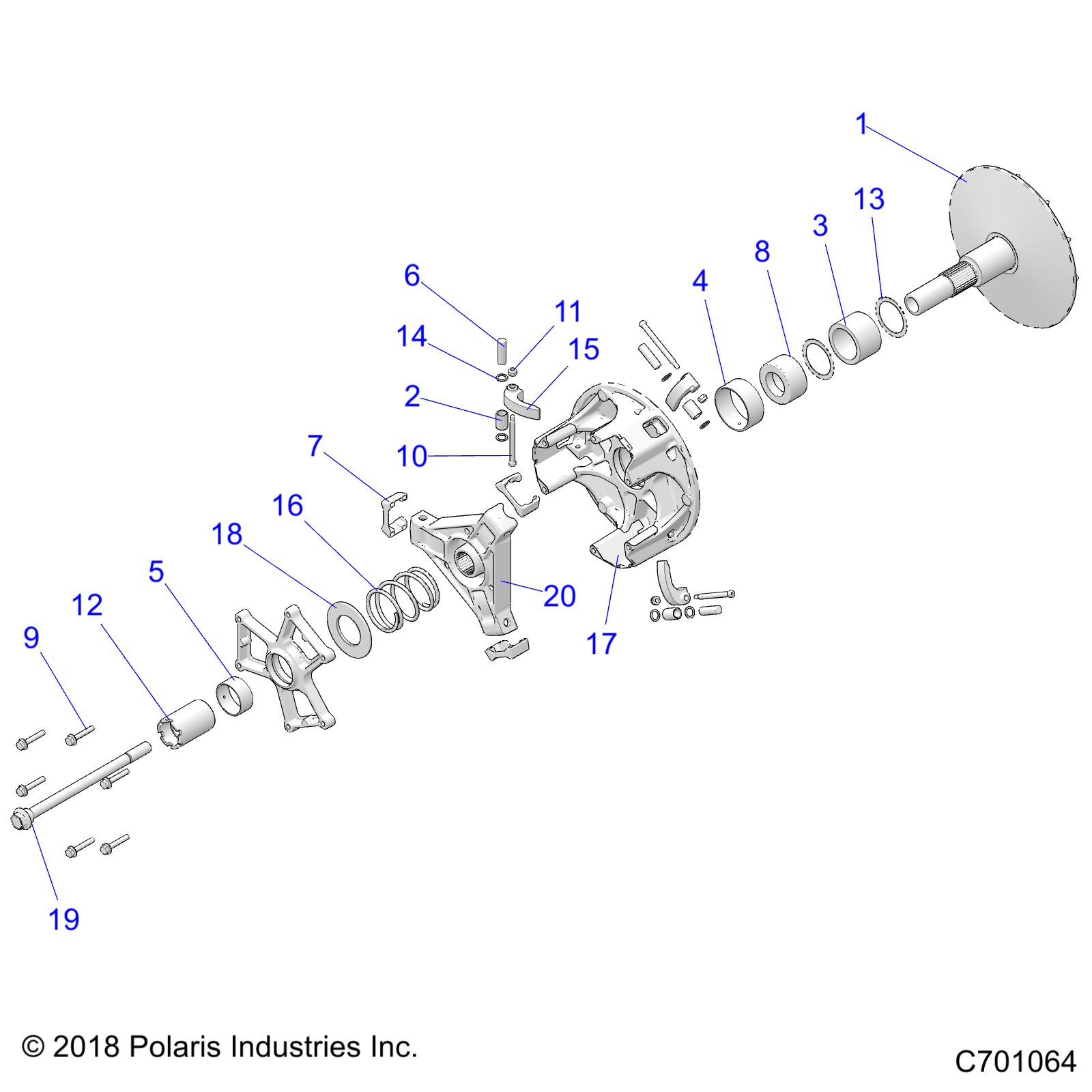 DRIVE TRAIN, PRIMARY CLUTCH - Z20PAE92AC/BC/F92AC/LC (C701064)