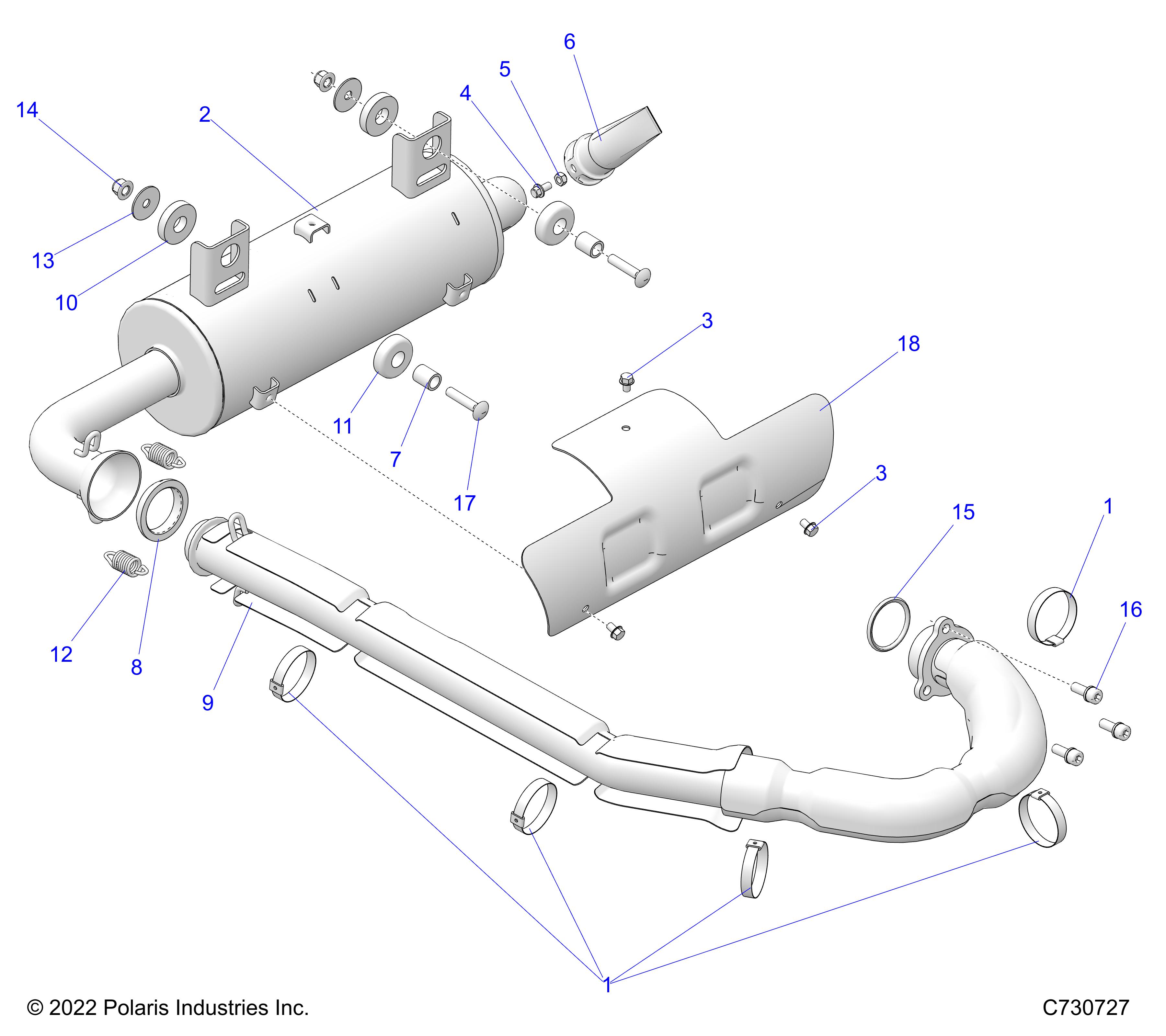 ENGINE, EXHAUST SYSTEM - R25CDA57A1 (C730727)