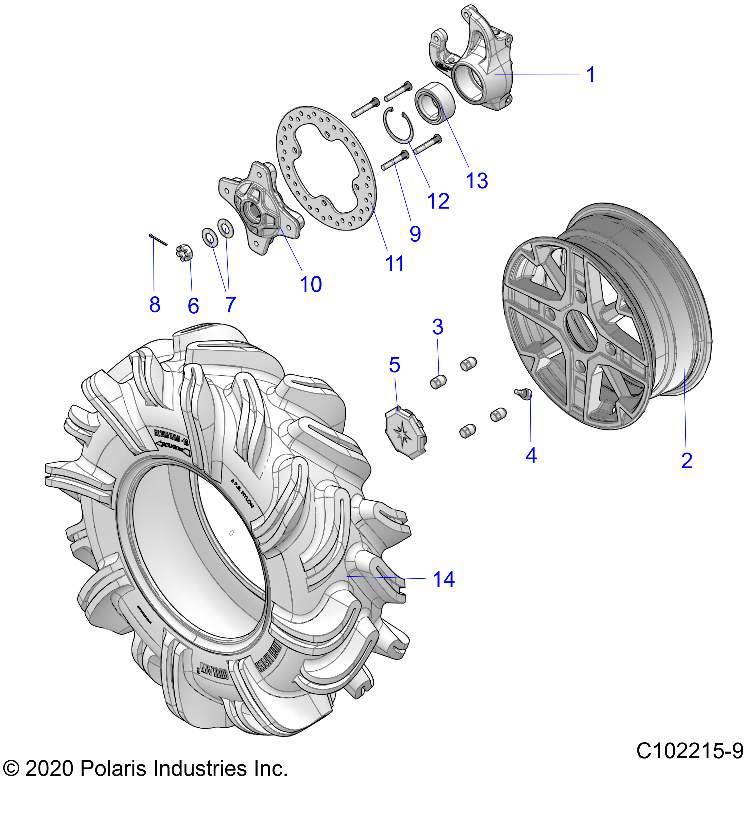 WHEELS, FRONT and HUB - A20SXM95AL/CAL (C102215-9)