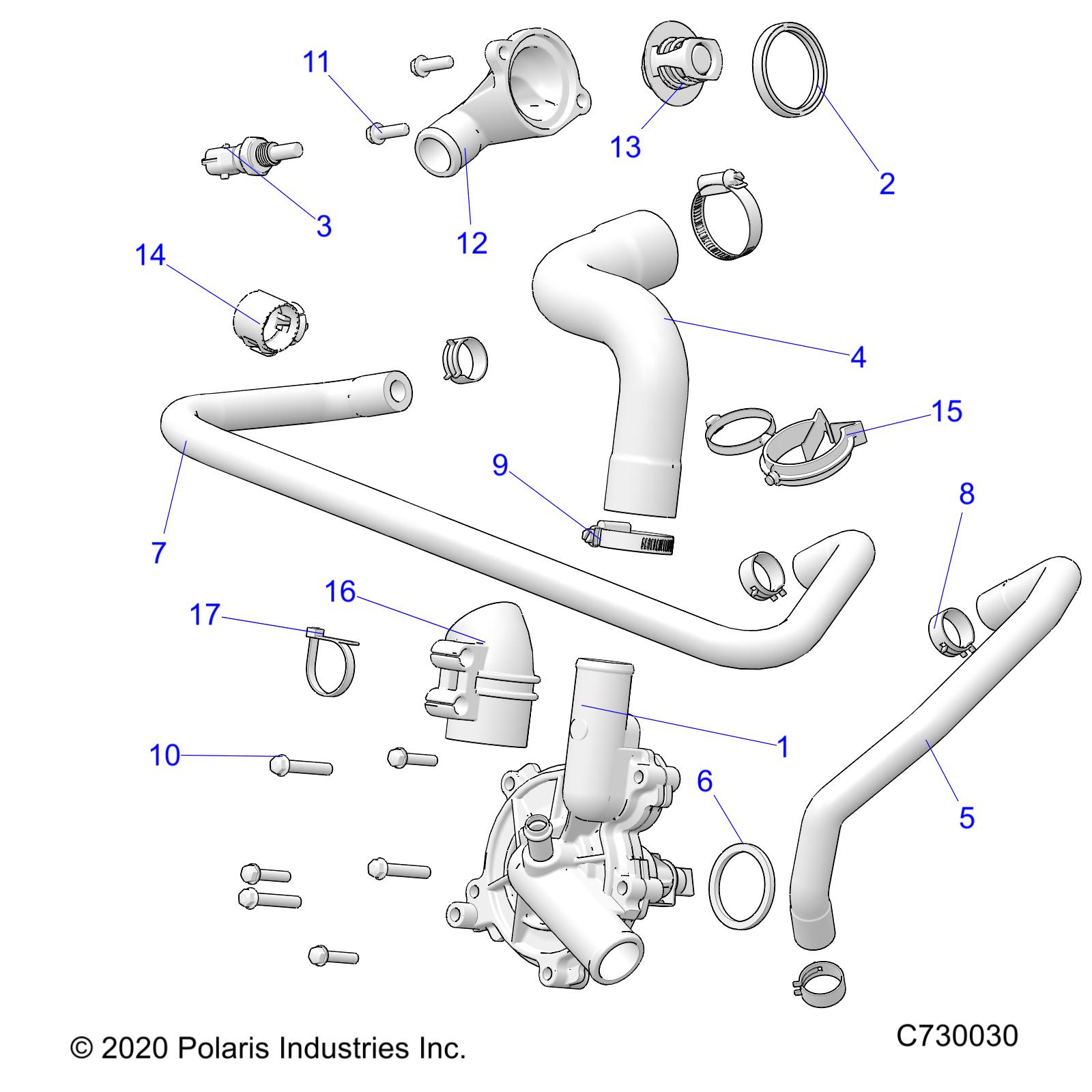 ENGINE, WATERPUMP AND BYPASS - R22RRS99C9/CK/CM/F9/FM/EF9/EFM/PCG (C730030)