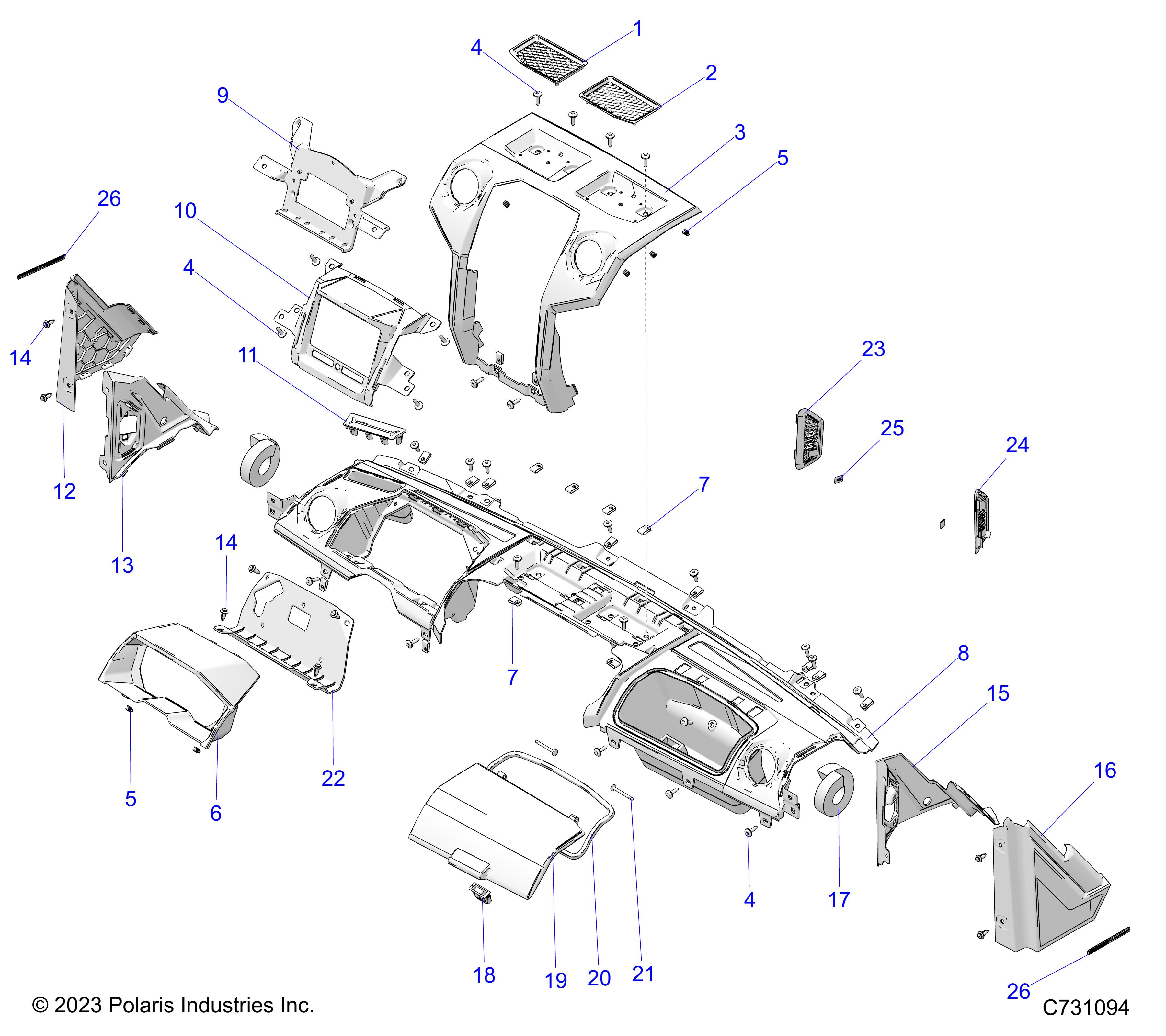 BODY, DASH, UPPER AND A-PILLERS - R25XAW1RB9/BD/BM (C731094)