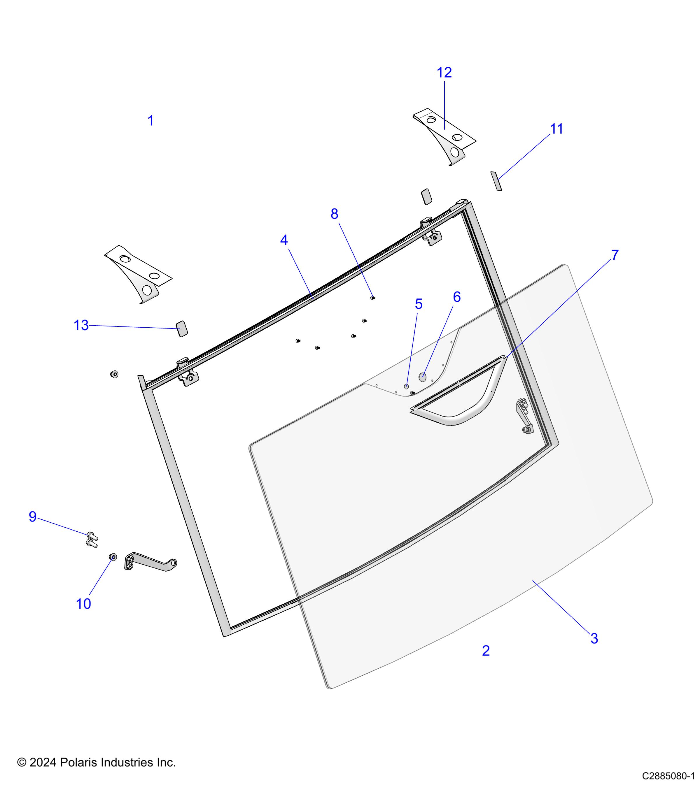 BODY, WINDSHIELD, GLASS W/WIPER - D24M2U57B4/W57B45 (C2885080-1)