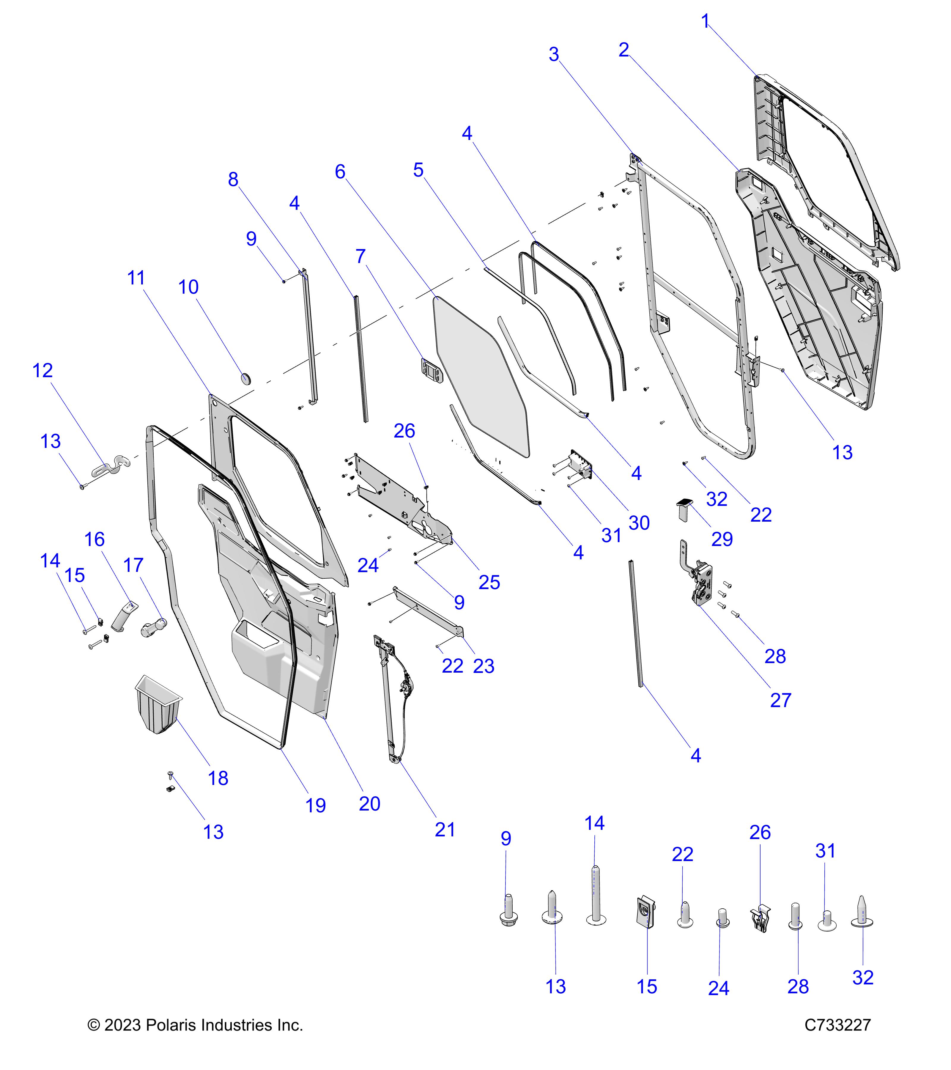 BODY, DOOR, FULL CRANK - R25RRU99A9/AL/AP/AS/B9/BL/BP/BS (C733227)