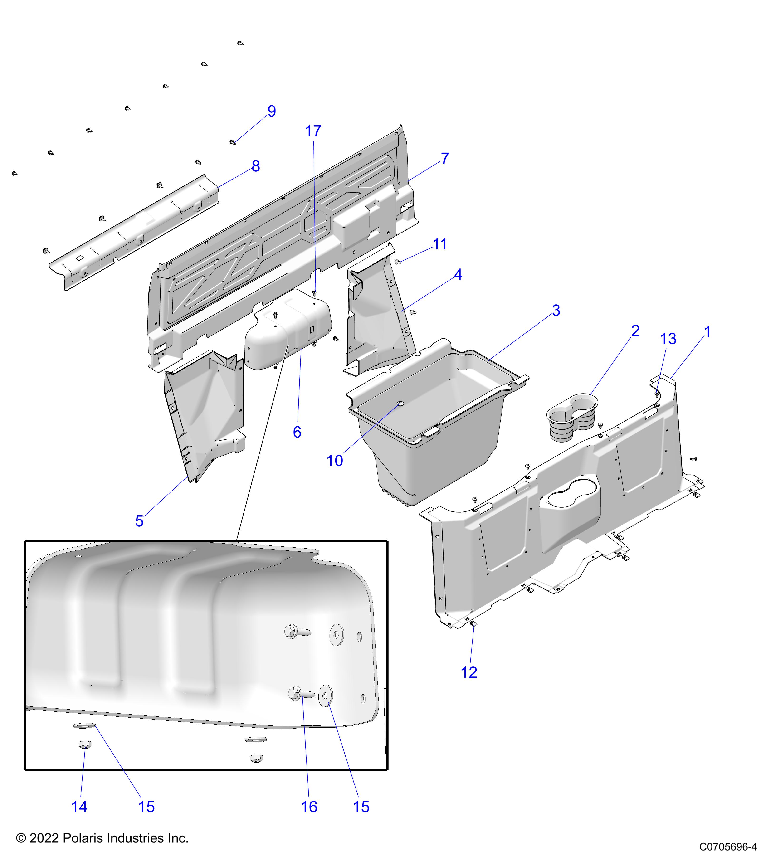 BODY, FLOOR CLOSEOFFS and BIN - D24M2A57B4/G57B4/U57B4/W57B4 (C0705696-3)