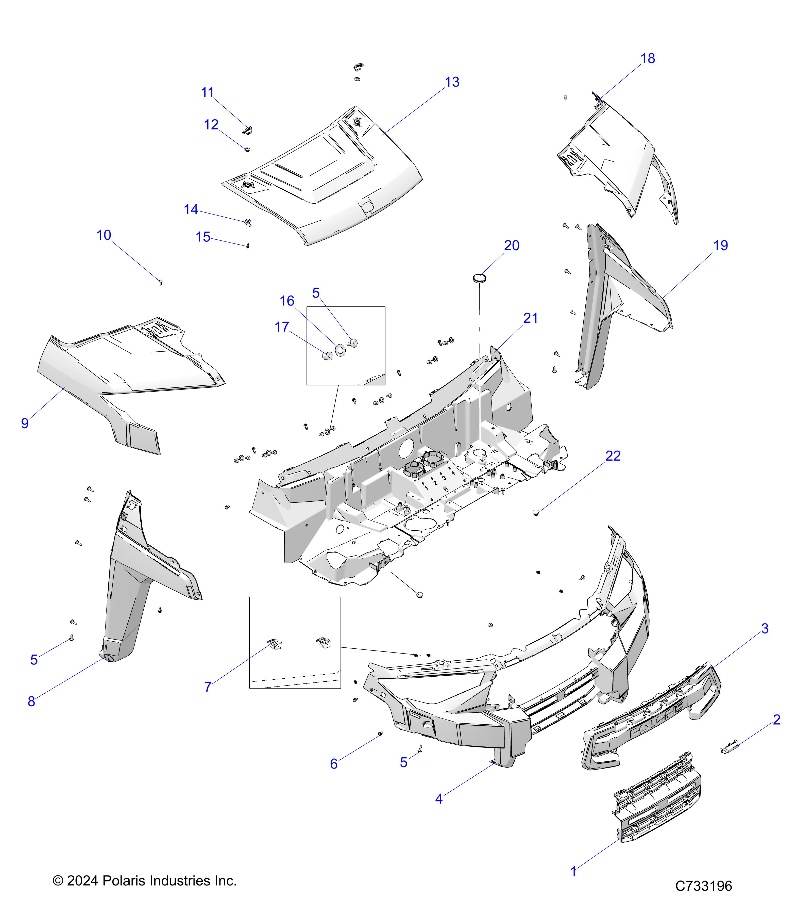 BODY, HOOD AND FRONT FASCIA - R25RRS99GP/G9 (C733196)