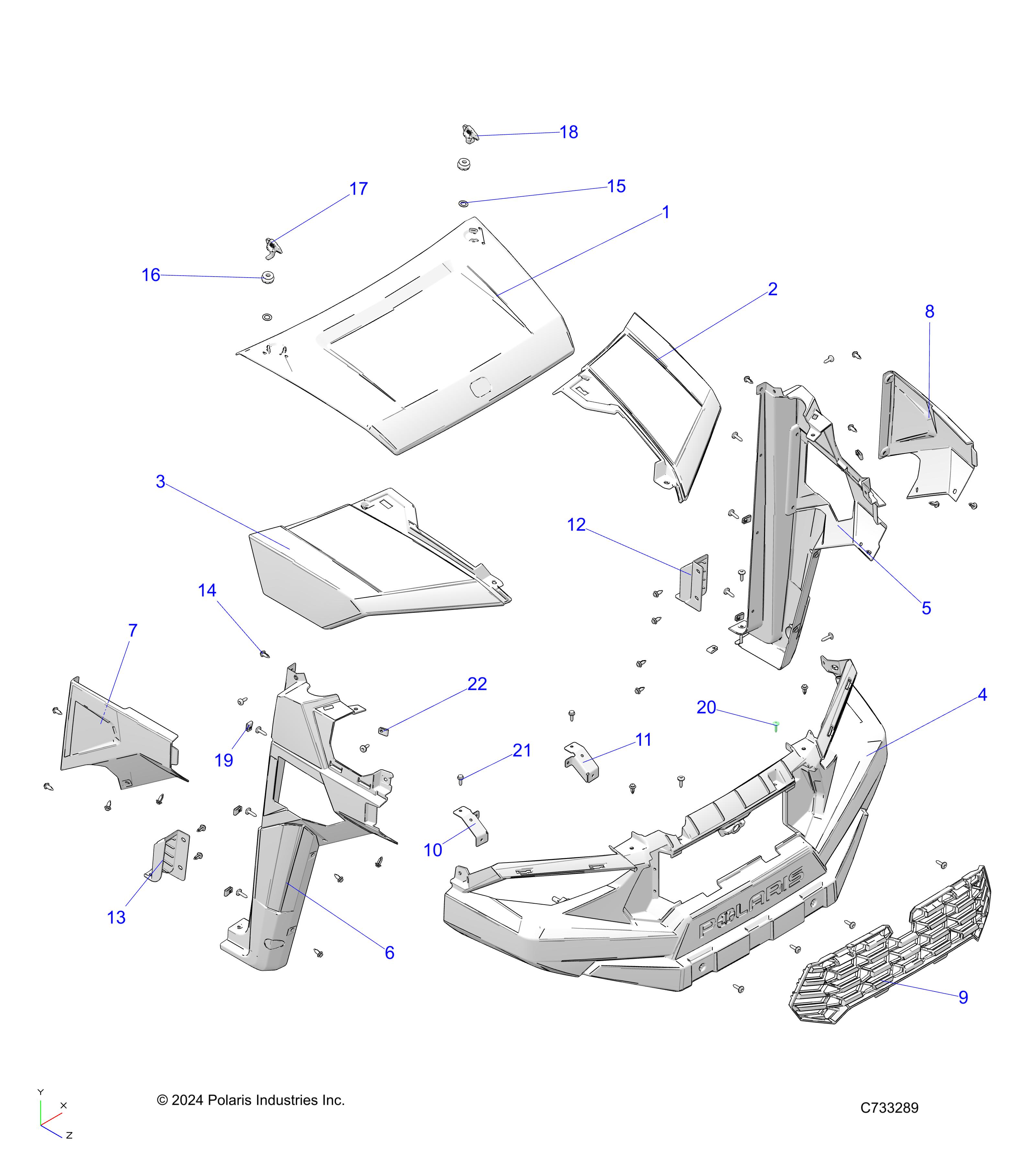 BODY, HOOD, and FRONT FENDERS - R25MAE57D5 (C733289)