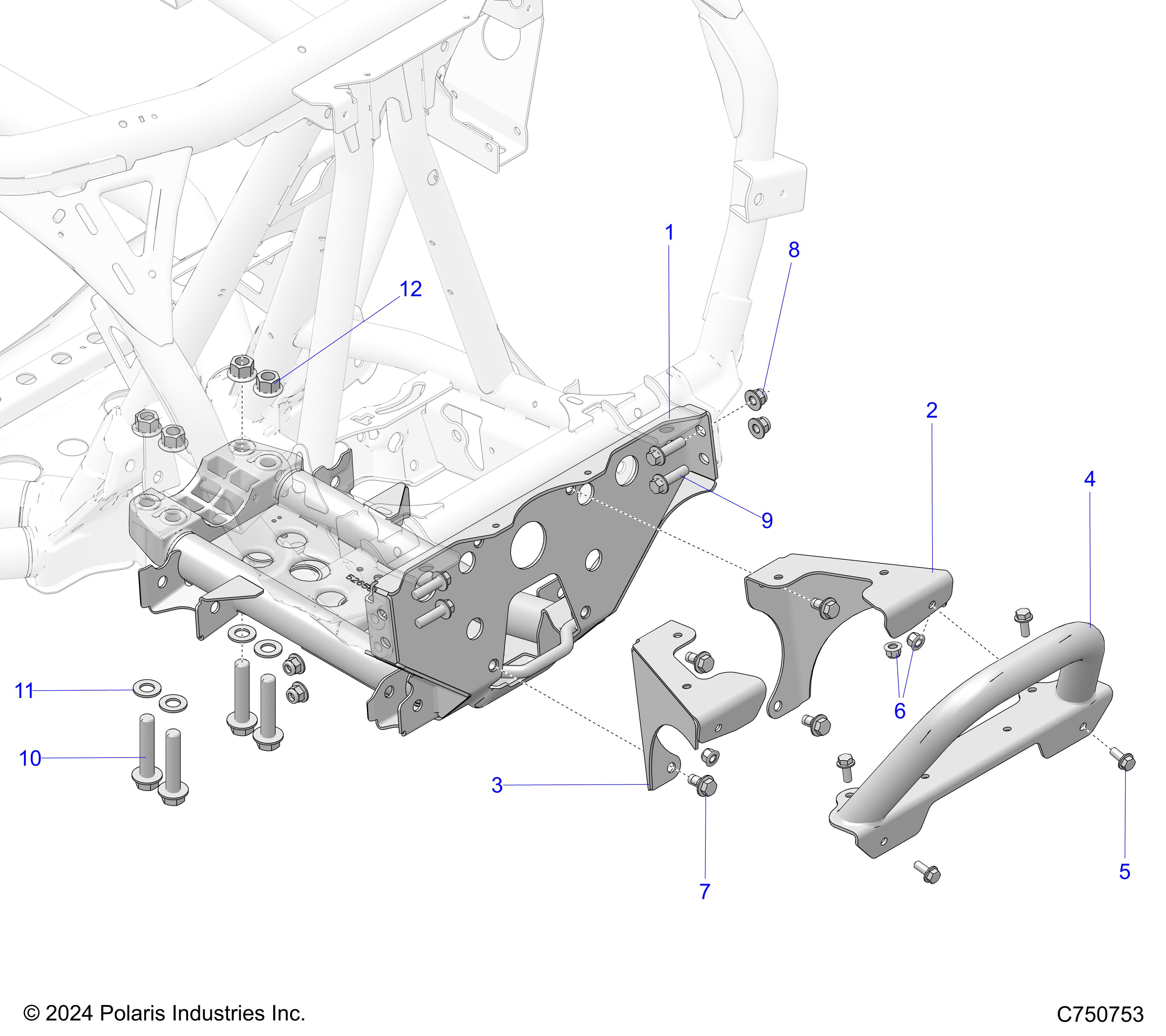 CHASSIS, FRONT GEARCASE AND BUMPER MOUNTING - Z25X4B92AP/BP (C750753)