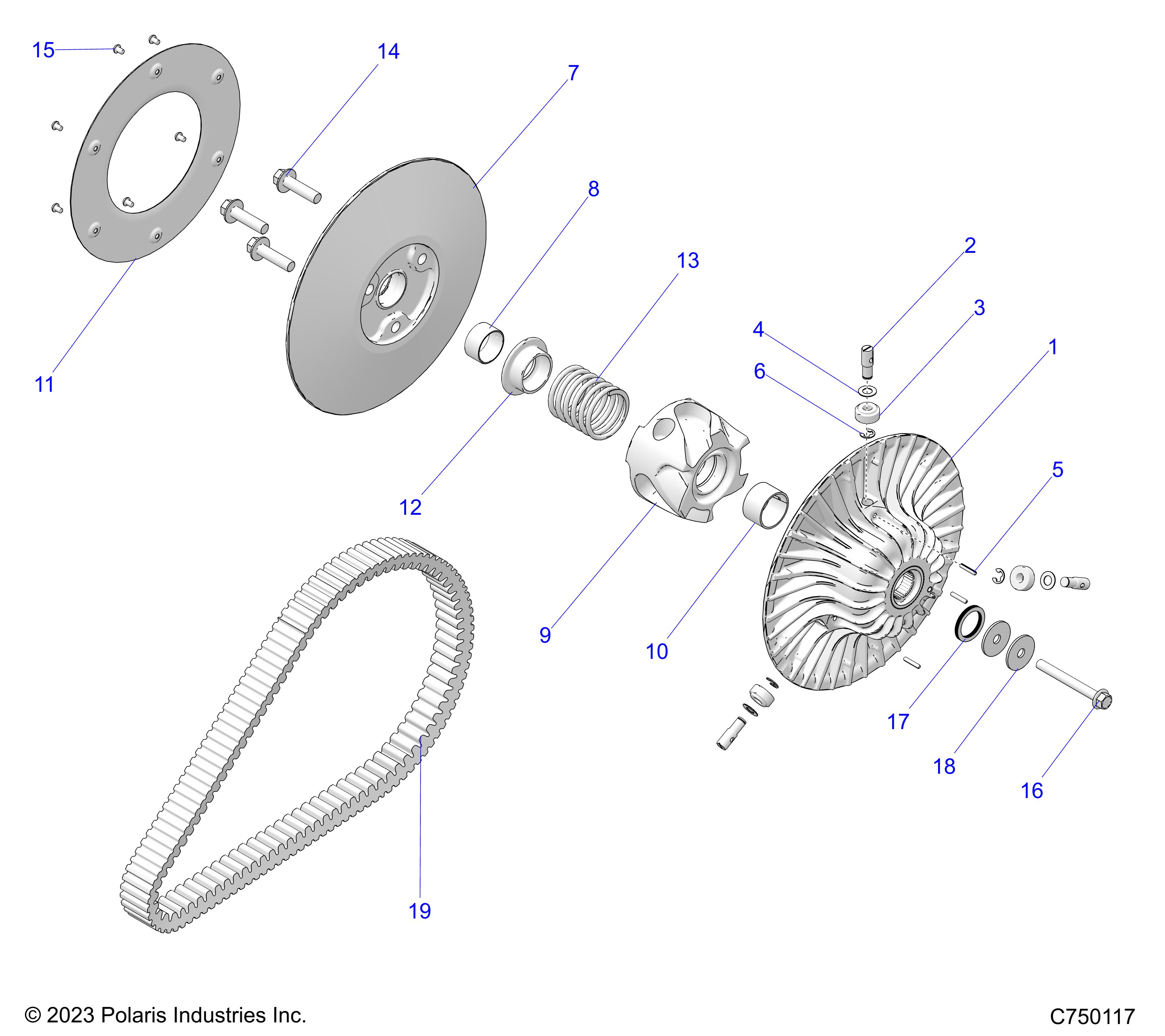 DRIVE TRAIN, SECONDARY CLUTCH/BELT - Z25RPP2KAE/BE 750117)