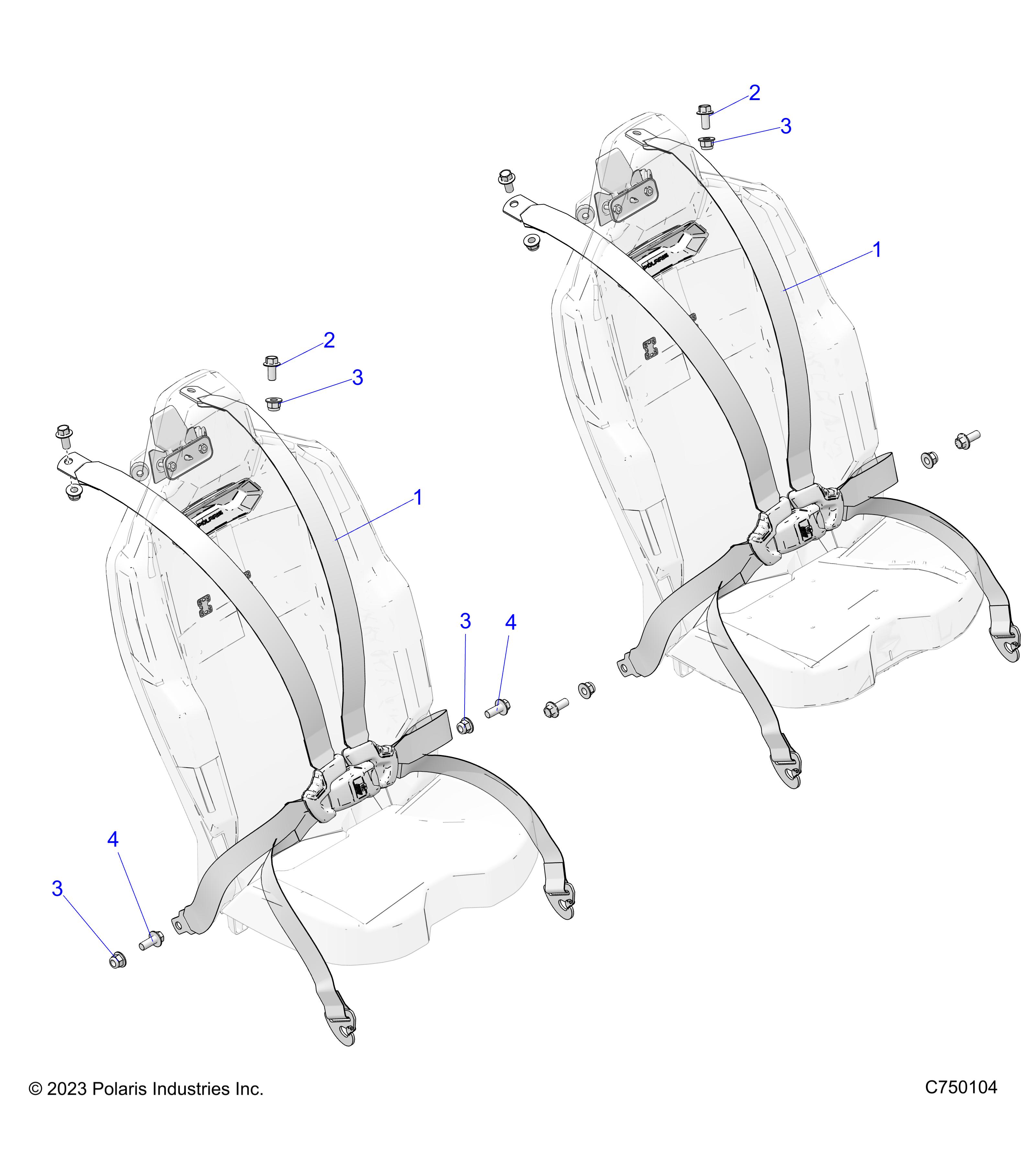 BODY, SEAT BELT MOUNTING, REAR, 6 POINT - Z25R4D2KAK/BK/AJ/BJ/AM/BM (C750104)