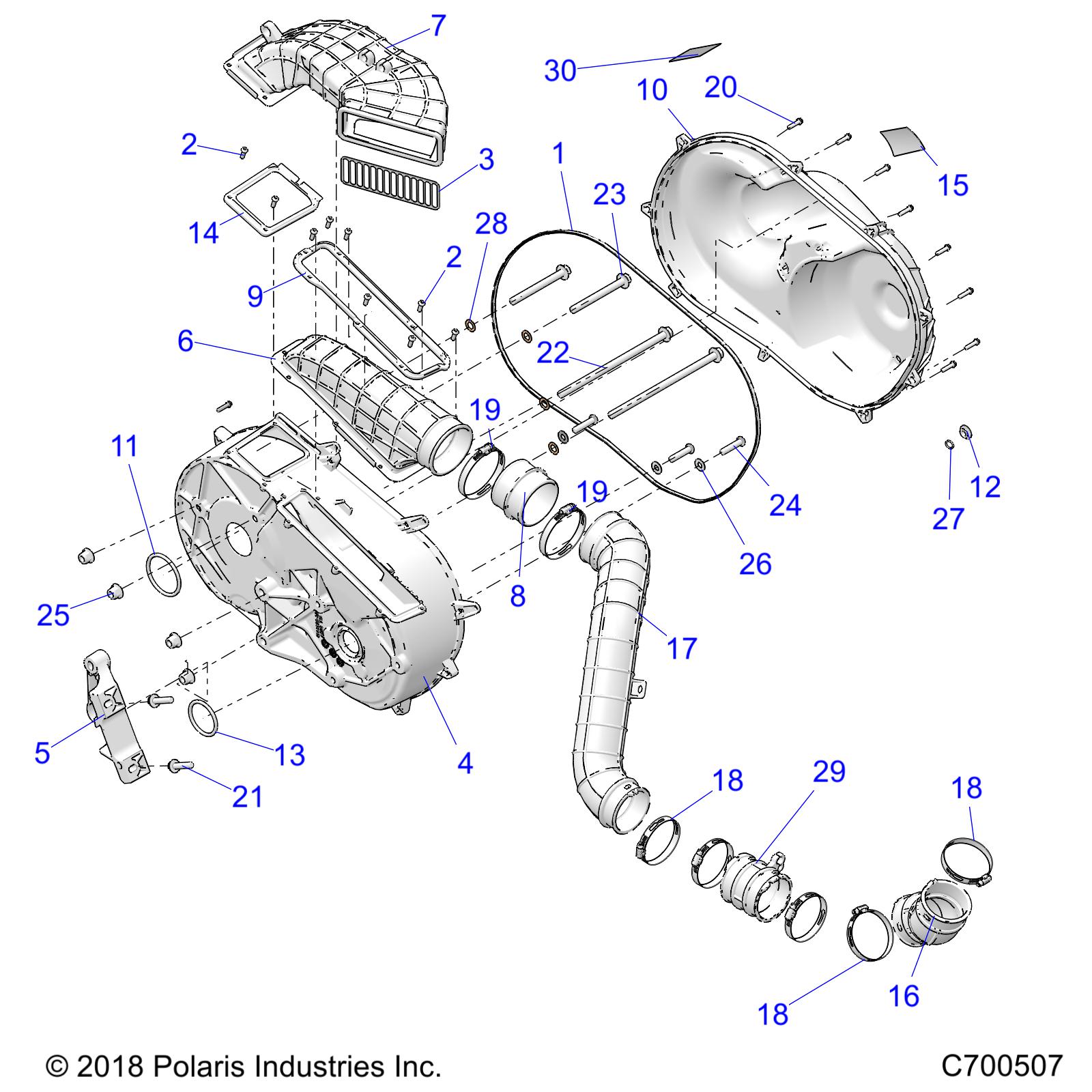 DRIVE TRAIN, CLUTCH COVER AND DUCTING - R23RSE99NJ (C700507)