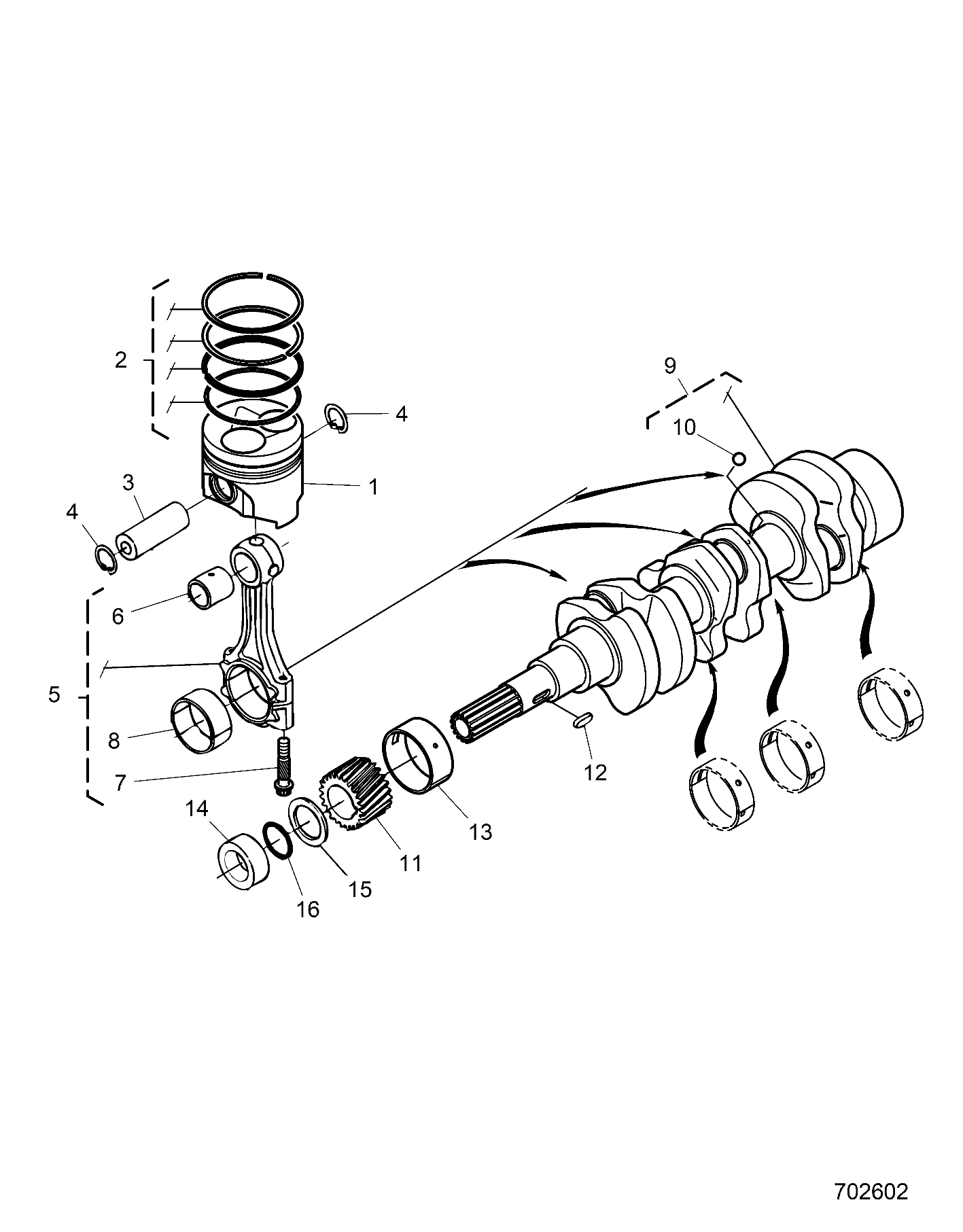 ENGINE, PISTON AND CRANKSHAFT - D24P2AD4B4/ED4B4/FD4B4/GD4B4/UD4B4/VD4B4/WD4B4/YD4B4 (702602)