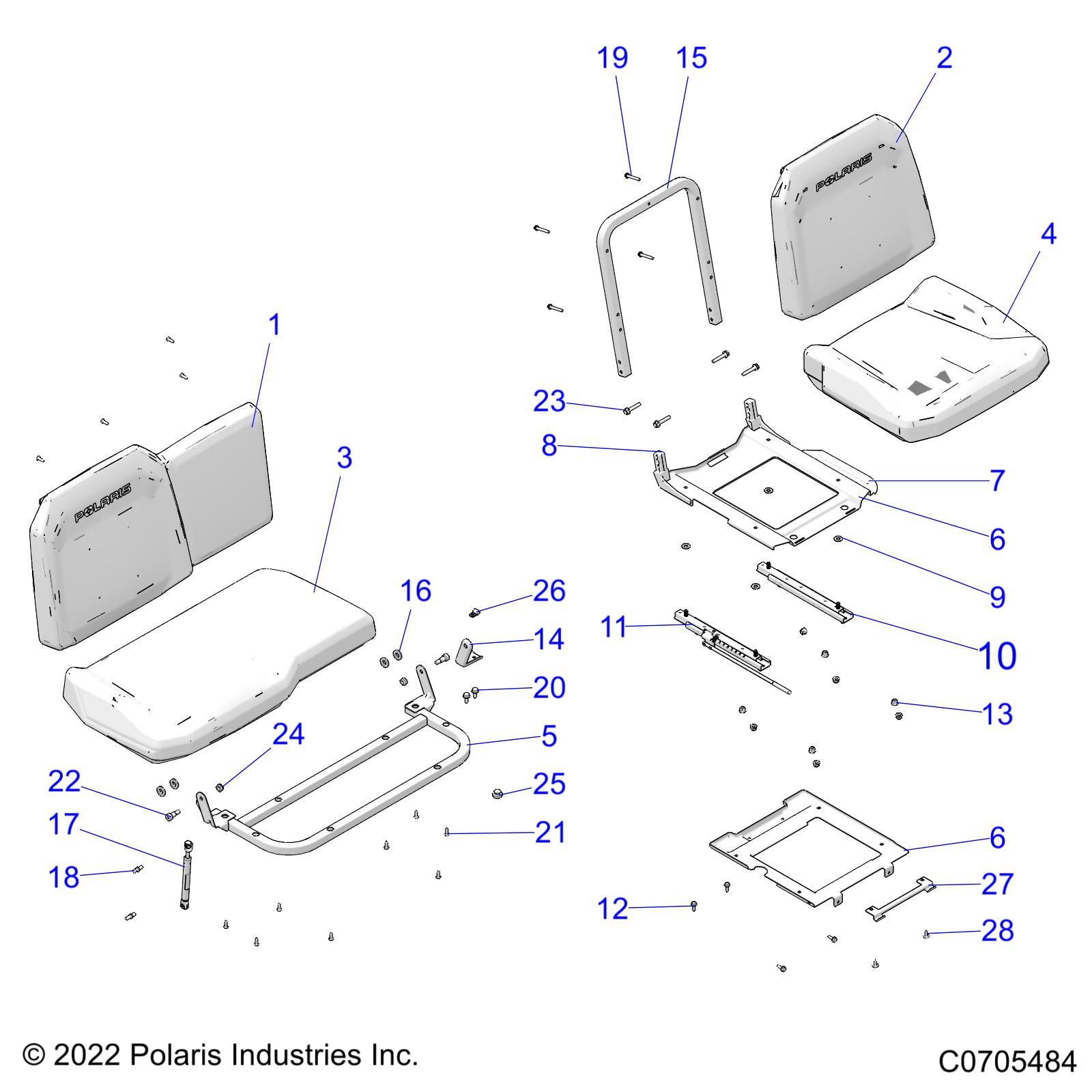 BODY, SEAT ASM. AND SLIDER - R22RRP99CG/SC9/SCK/SCM (C0705484)