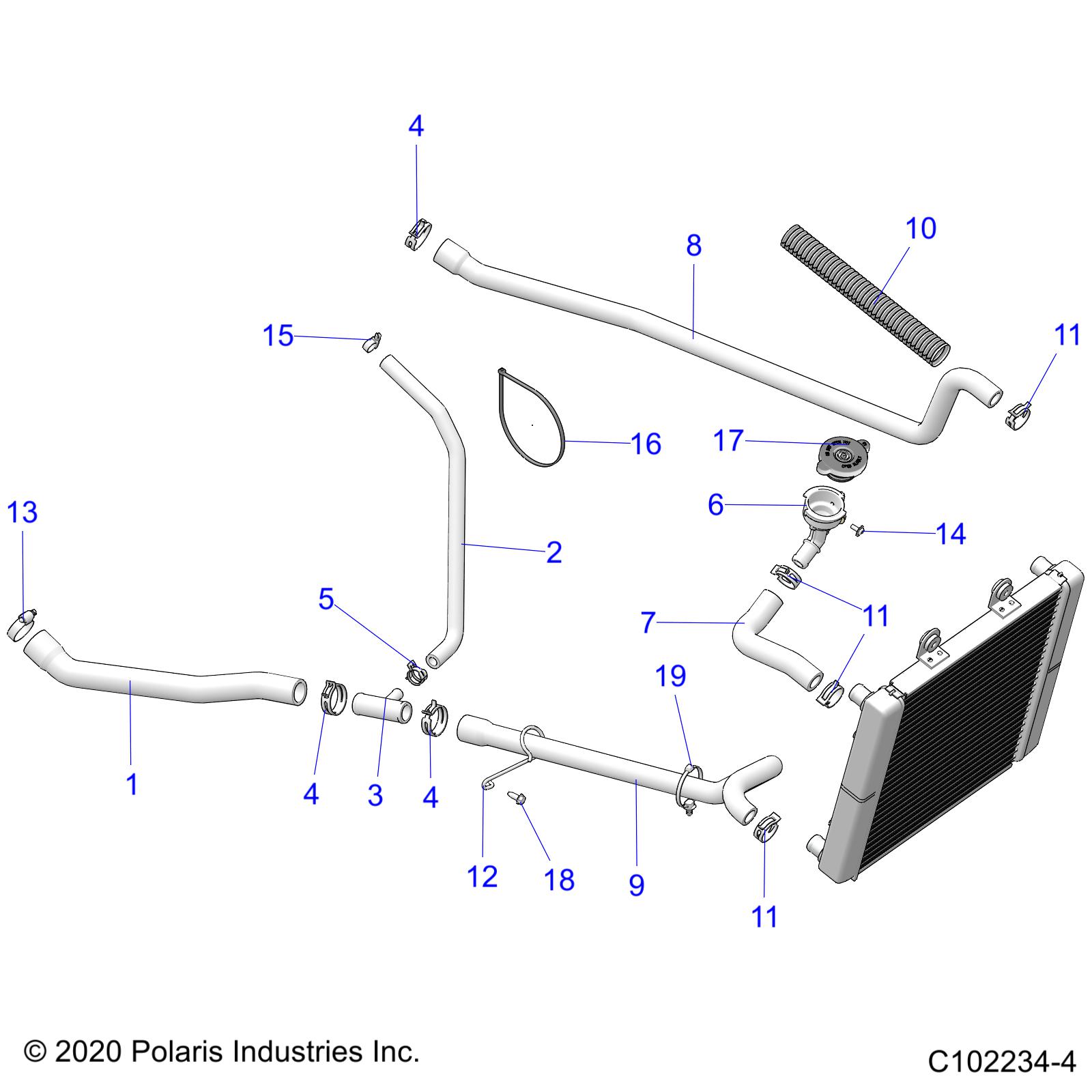 ENGINE, COOLING SYSTEM, HOSES - A22SJS57CX/CL (C102234-4)