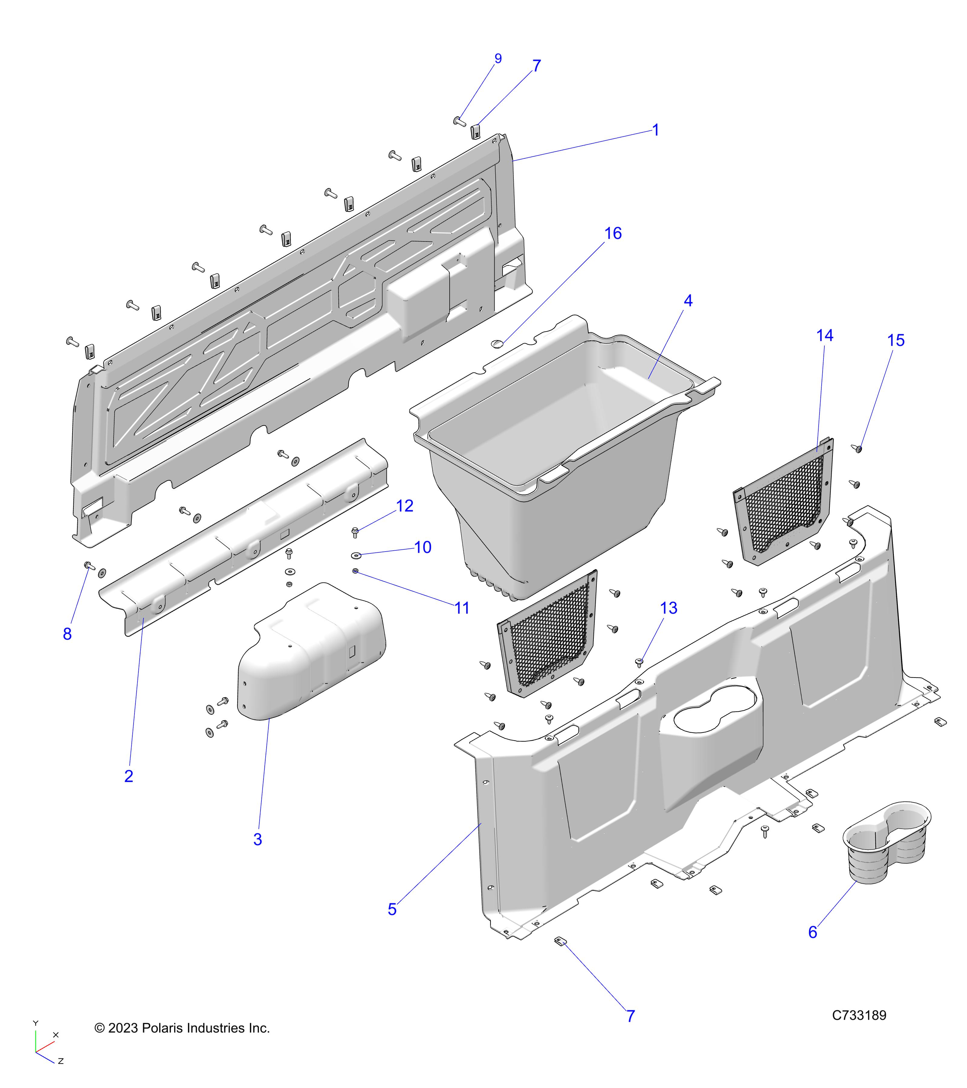 BODY, FLOOR CLOSEOFFS AND BIN - R25MAU57Z5/B5/Z6/B6 (C733189)