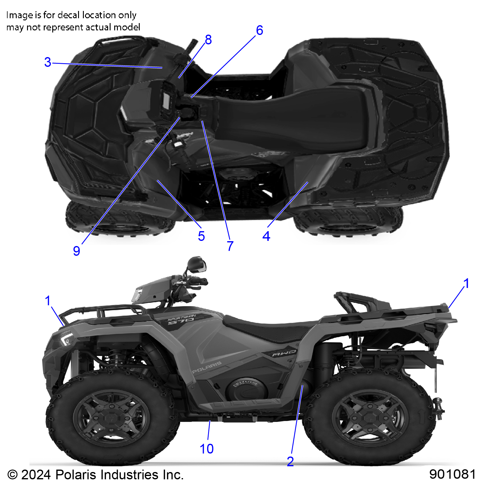 BODY, DECALS, STANDARD - A25SHE57CP (901081-01)