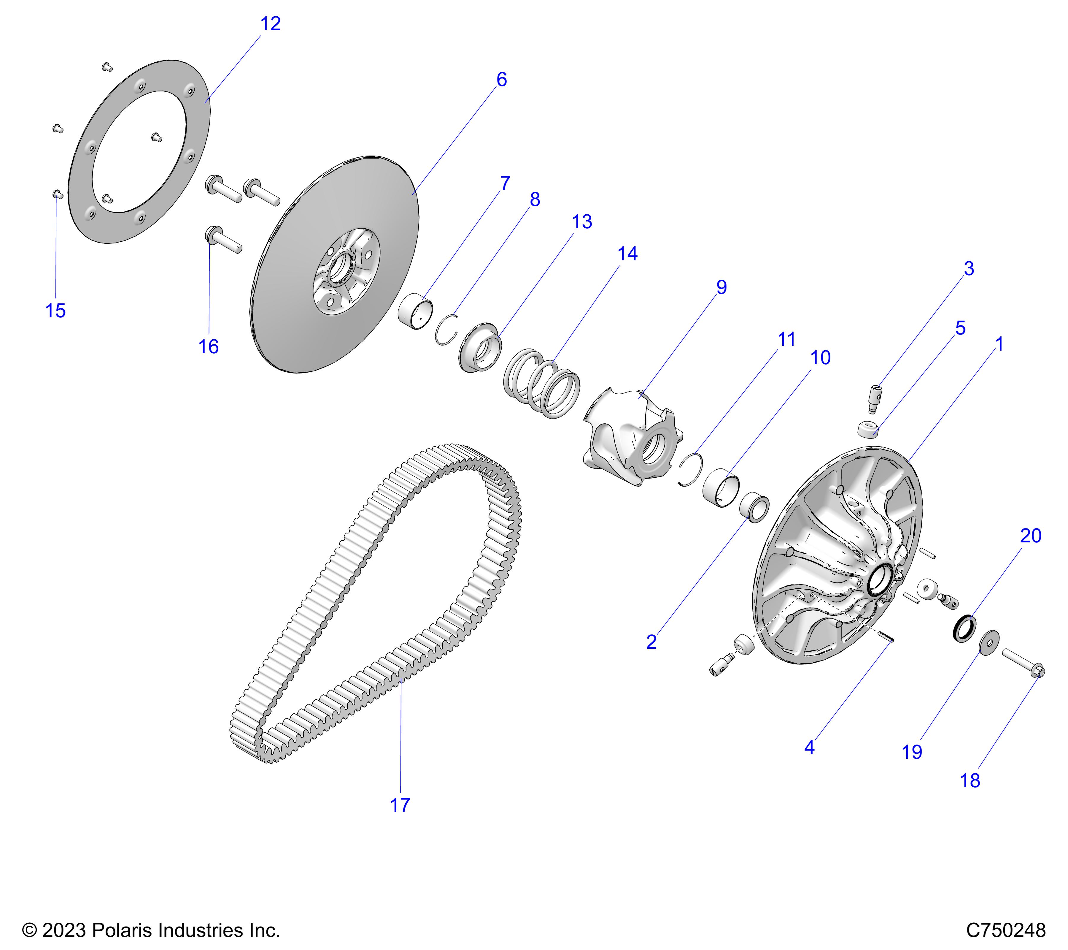 DRIVE TRAIN, SECONDARY CLUTCH/BELT - Z25XPD92A/92B (C750248)