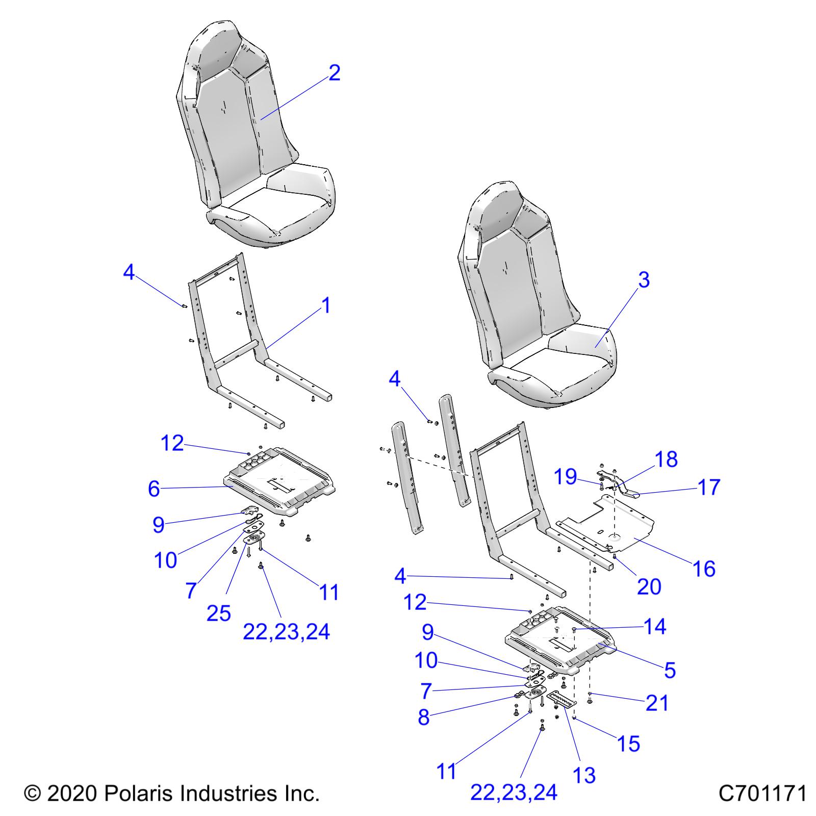 BODY, SEAT ASM. AND SLIDER - Z22NAM99AR (C701171)