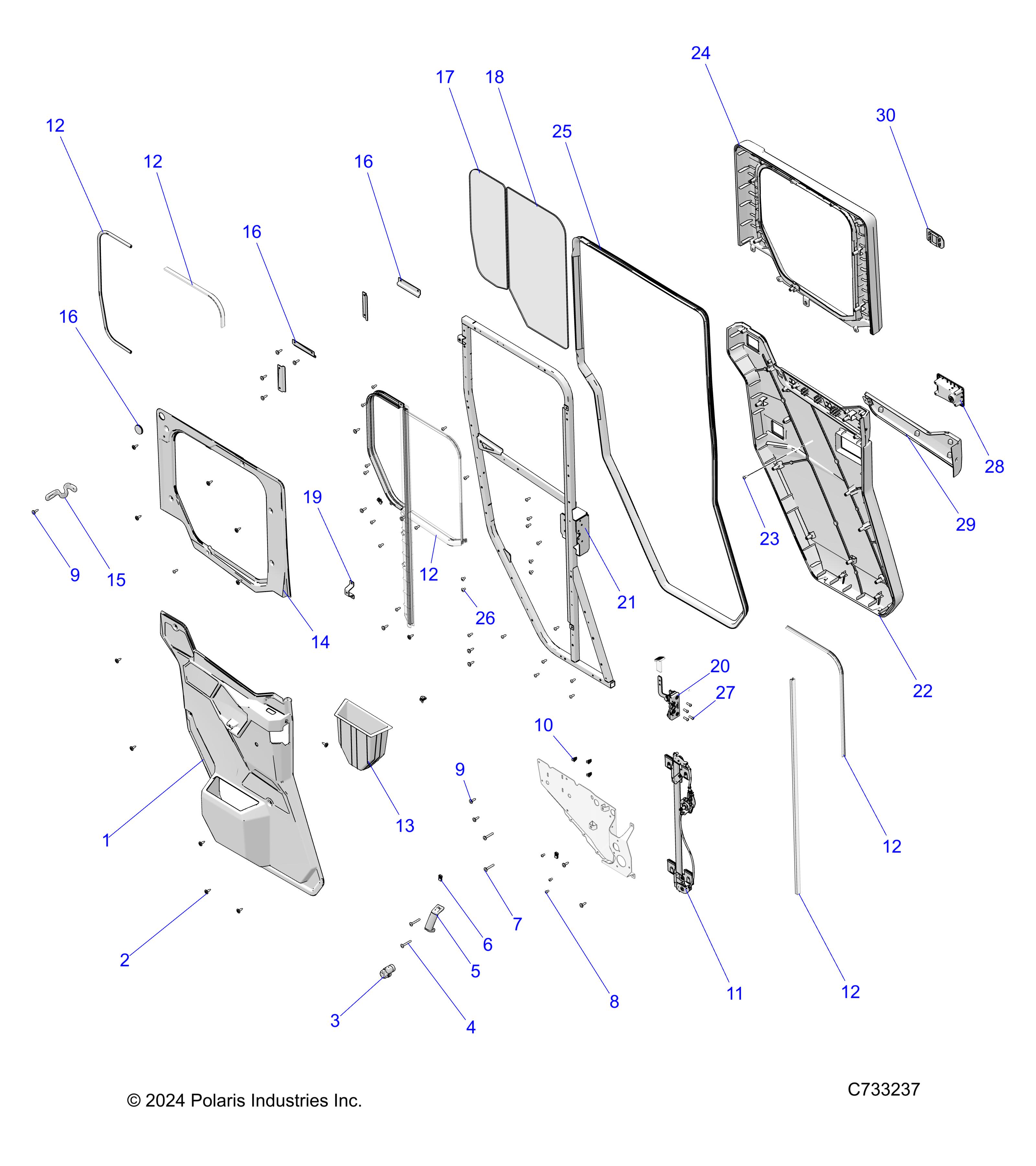 BODY, DOOR, REAR, CRANK - R25RSY99AF/BF/AK/BK/AS/BS/AL/BL/AP/BP/A9/B9 (C733237)