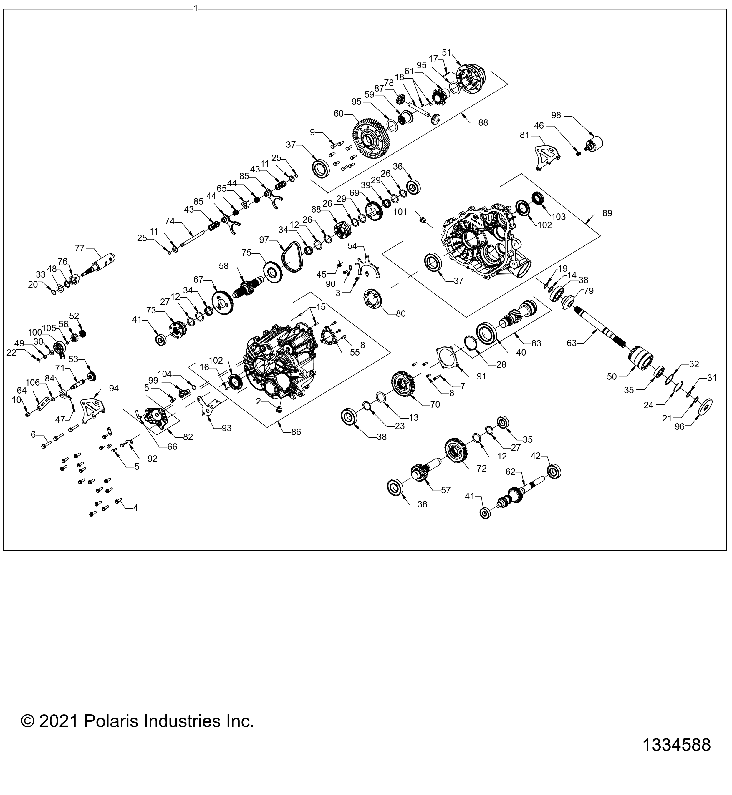 DRIVE TRAIN, MAIN GEARCASE INTERNALS - R25MAA57L1 (1334588)