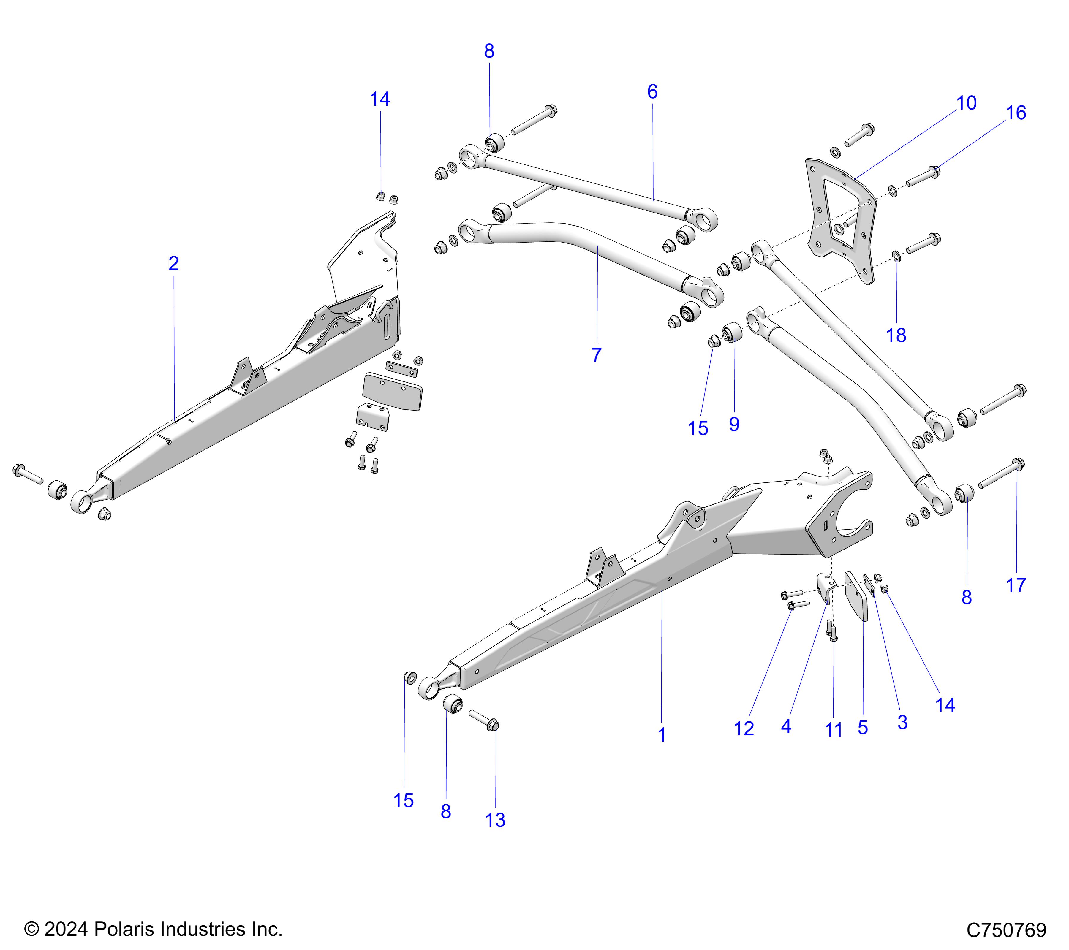 SUSPENSION, REAR TRAILING ARMS AND MOUNTING - Z25X4B92AP/BP (C750769)