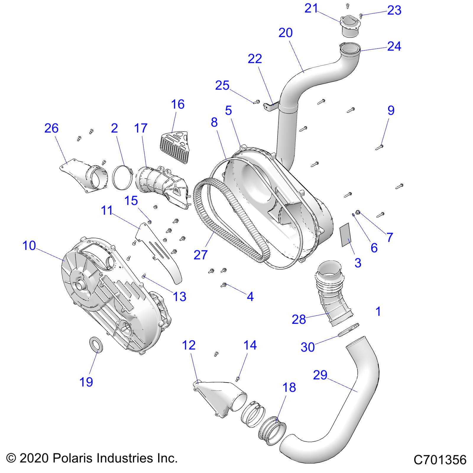 DRIVE TRAIN, CLUTCH COVER AND DUCTING - Z23N4E99A/99B (C701356)