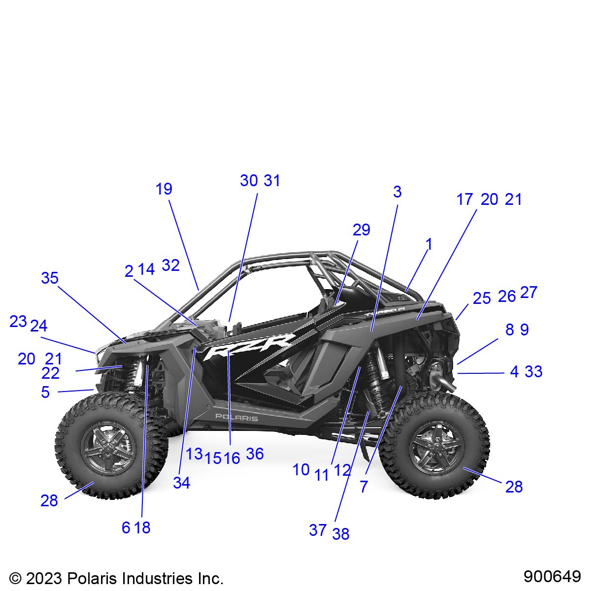 BODY, DECALS AND COMPONENTS, 3PC - Z23RAD92PS (900649-01)