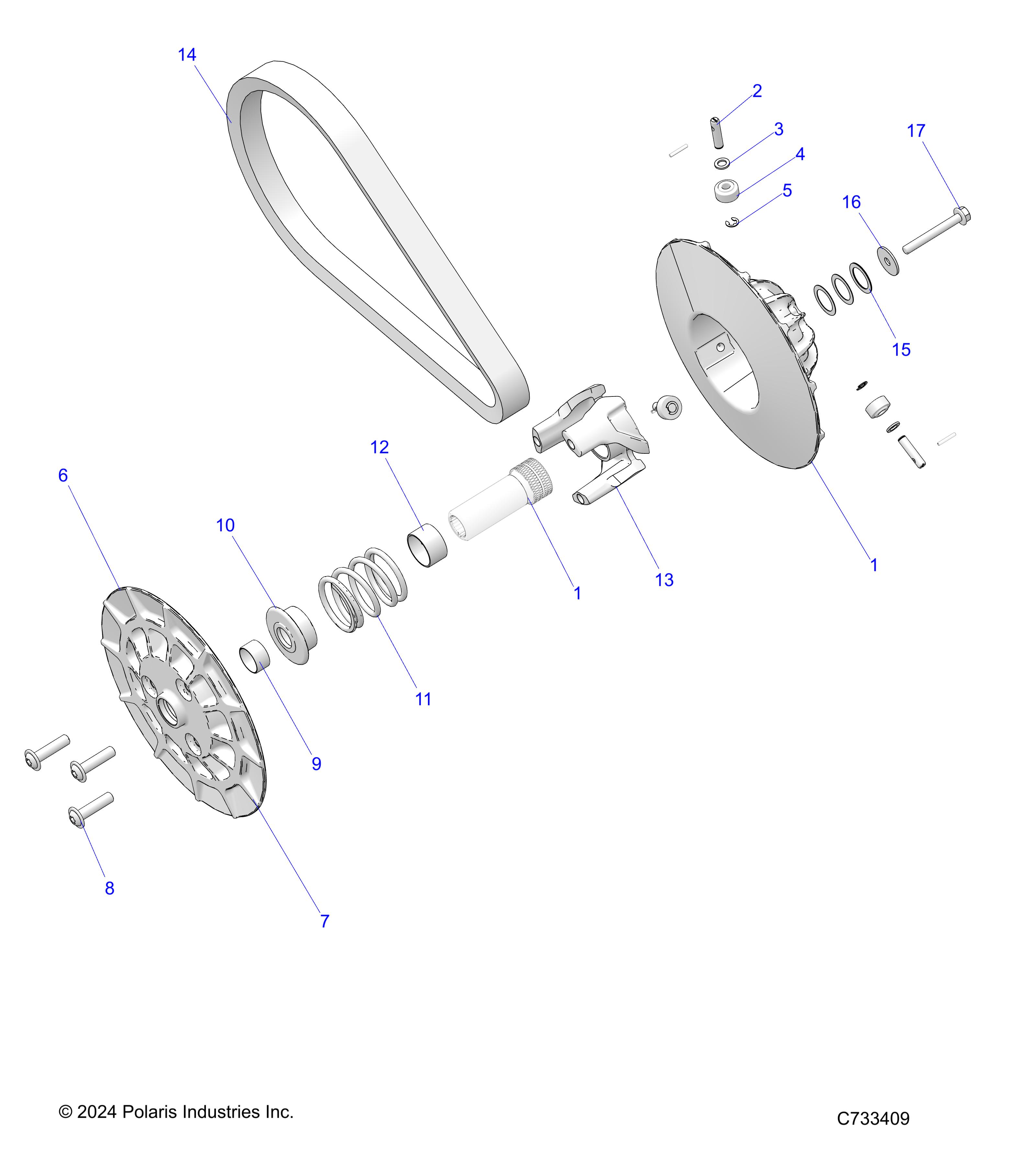 DRIVE TRAIN, SECONDARY CLUTCH - R25MAU57Z5/B5/Z6/B6 (C733409)