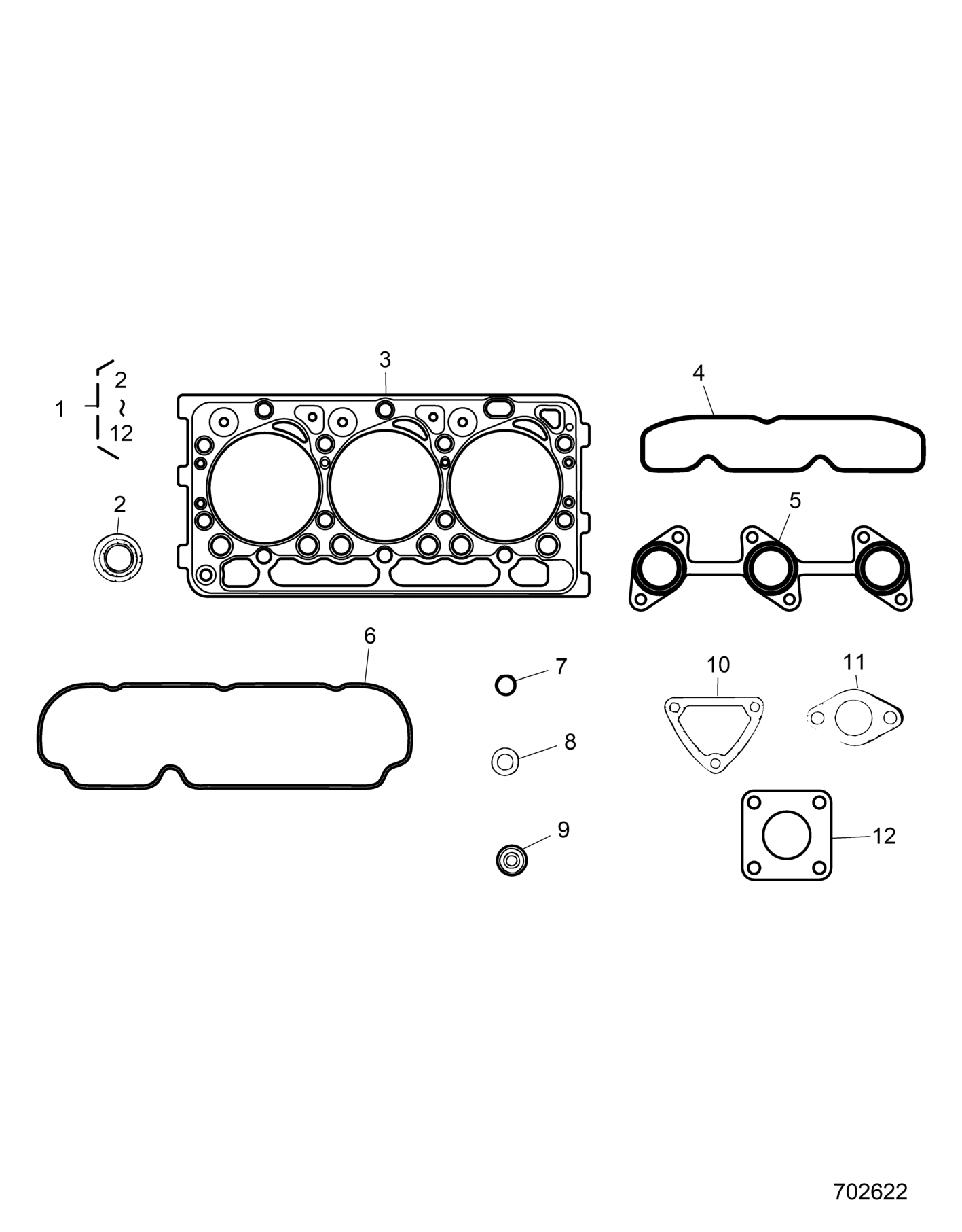ENGINE, UPPER GASKET KIT  - D26P4ED4D4 (702622)