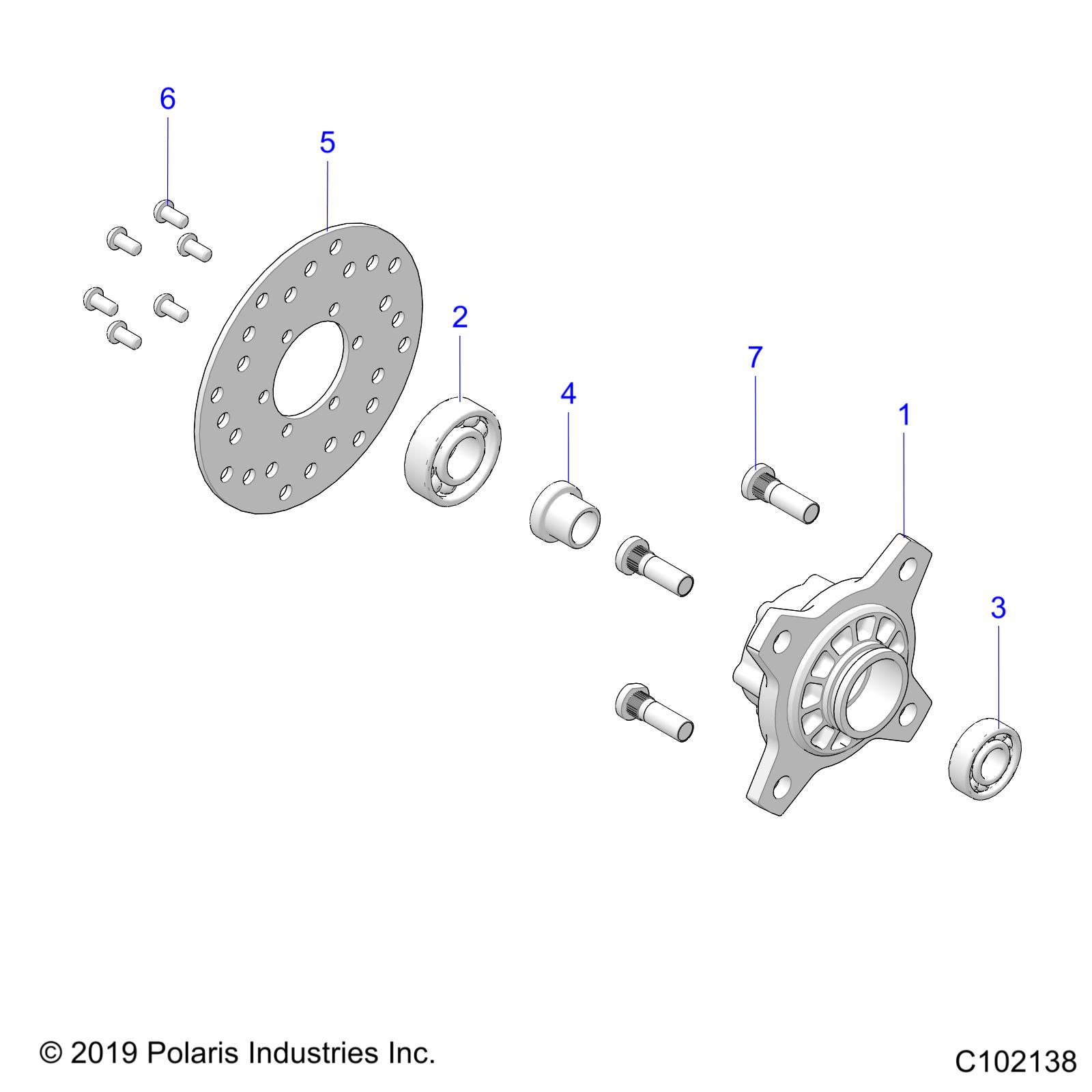 WHEELS, FRONT HUB AND BRAKE DISK - A23HBE07N2 (C102138)