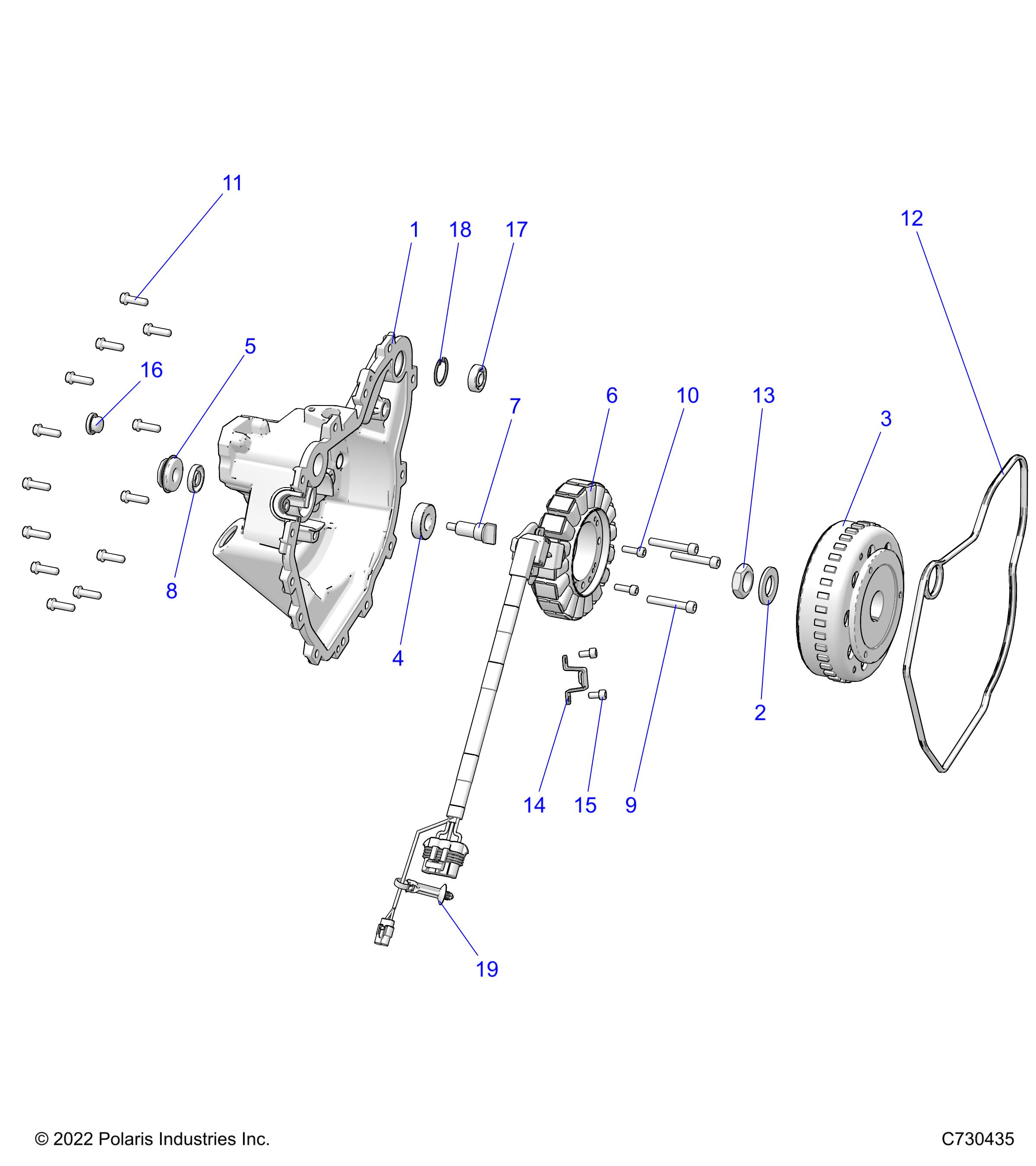 ENGINE, STATOR and FLYWHEEL - D22M4A57B4/G57B4 (C730435)