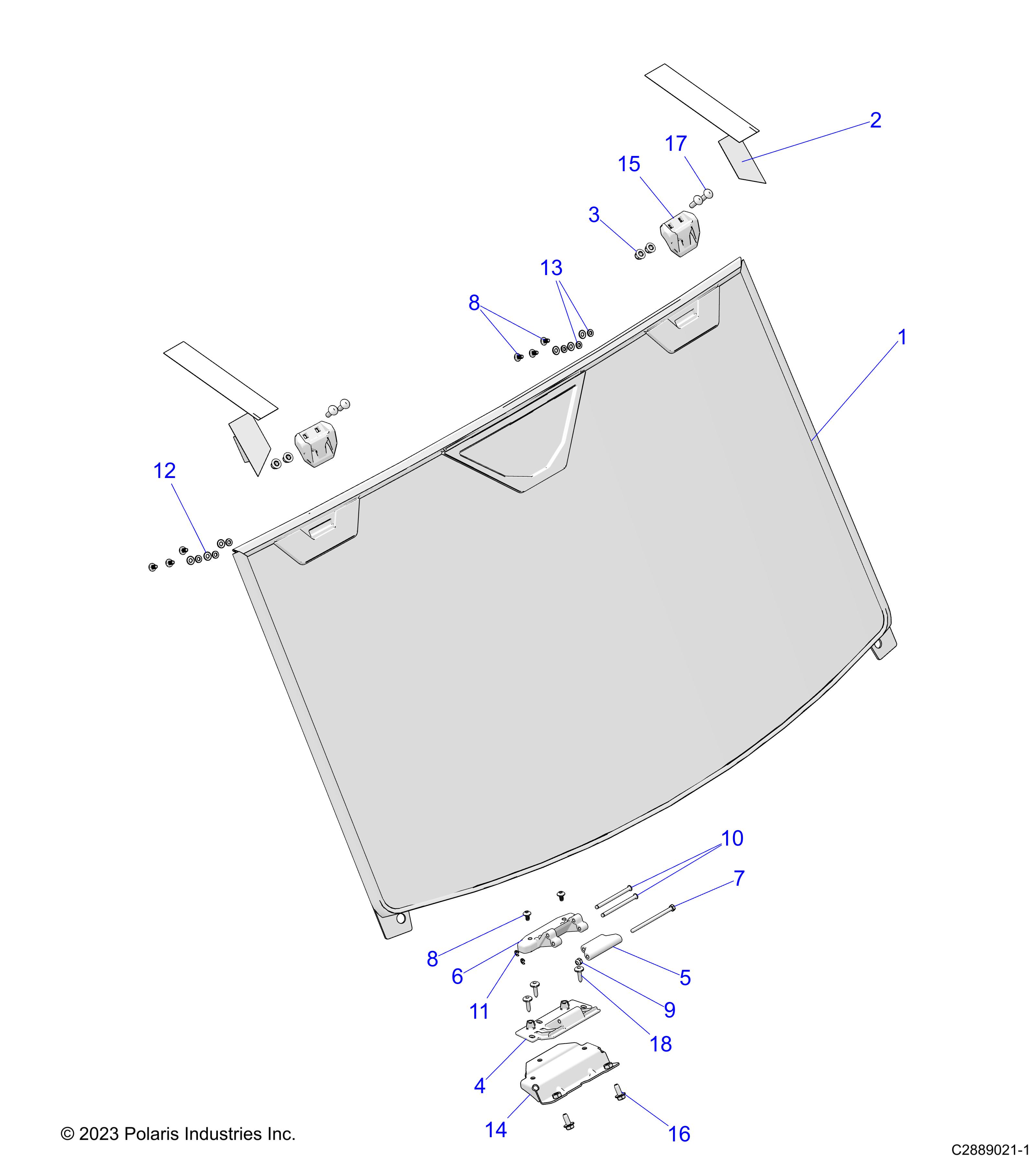 BODY, WINDSHIELD, FIXED GLASS - D25P2U99A4/B4/W99A4 (C2889021)