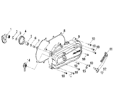 ENGINE, CLUTCH COVER and KICK START - A19YAK05B7/B6/N7/N6 (49ATVCRANKCASECVRLH09OUT50)