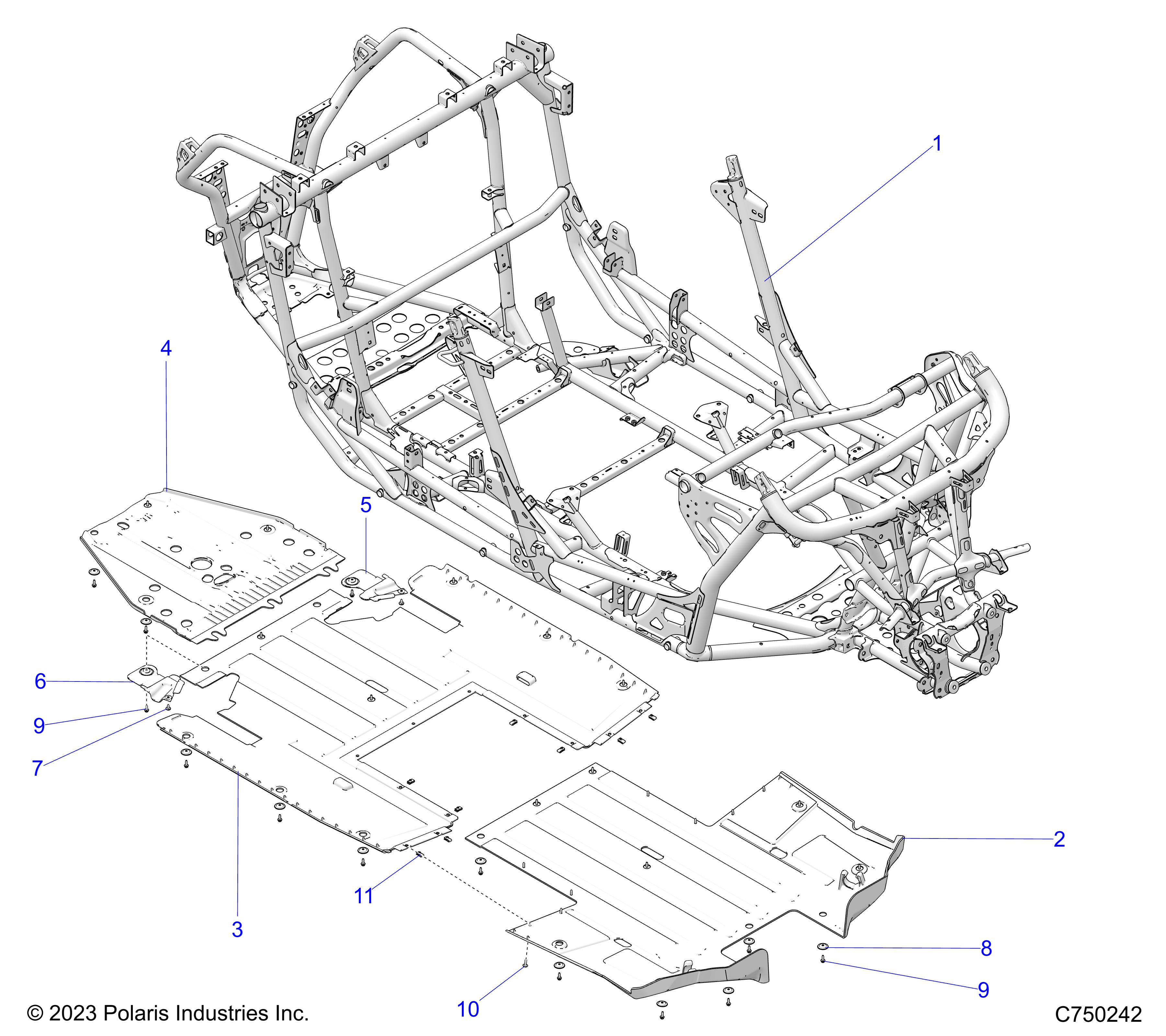 CHASSIS, MAIN FRAME AND SKID PLATES - Z25S4D92AA/AL/BA/BF/AF/BL (C750242)