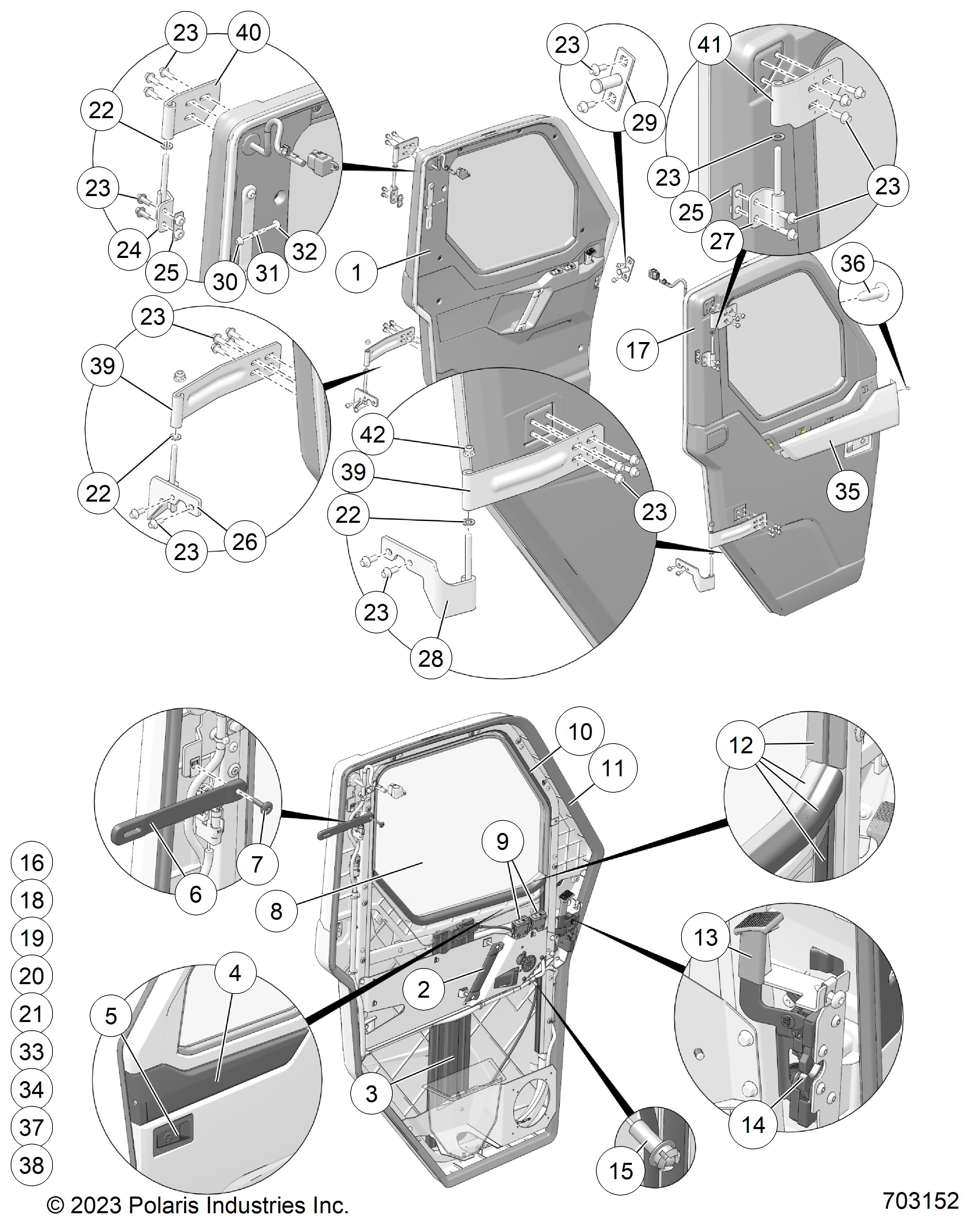 BODY, DOOR, FRONT POLY CRANK - D24P2U99A4/B4/V99A4/W99A4/Y99A4 (703152)