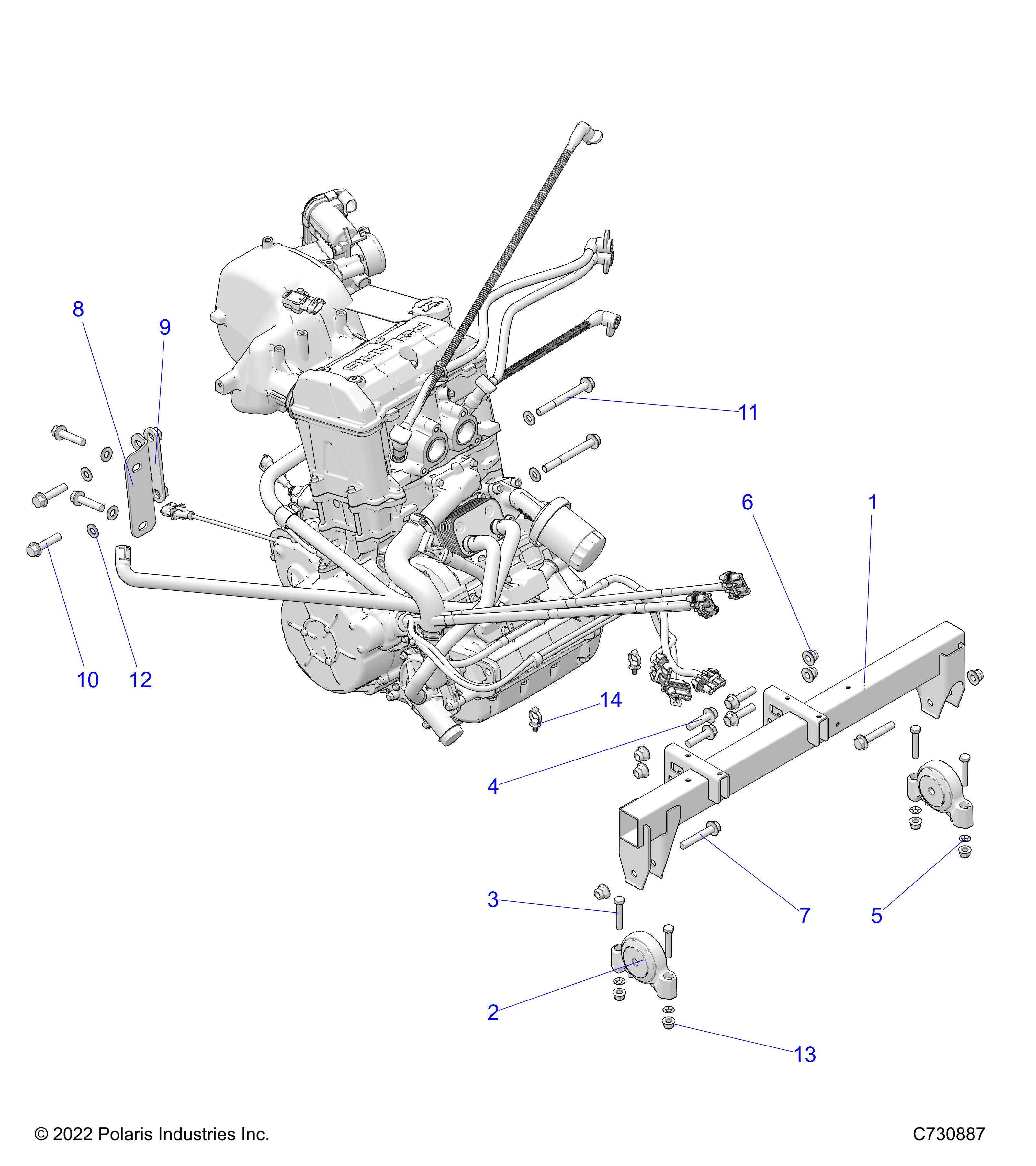 ENGINE, MOUNTING & LONG BLOCK - R23TAE99AD/BD/AP/BP (C0703508-2)